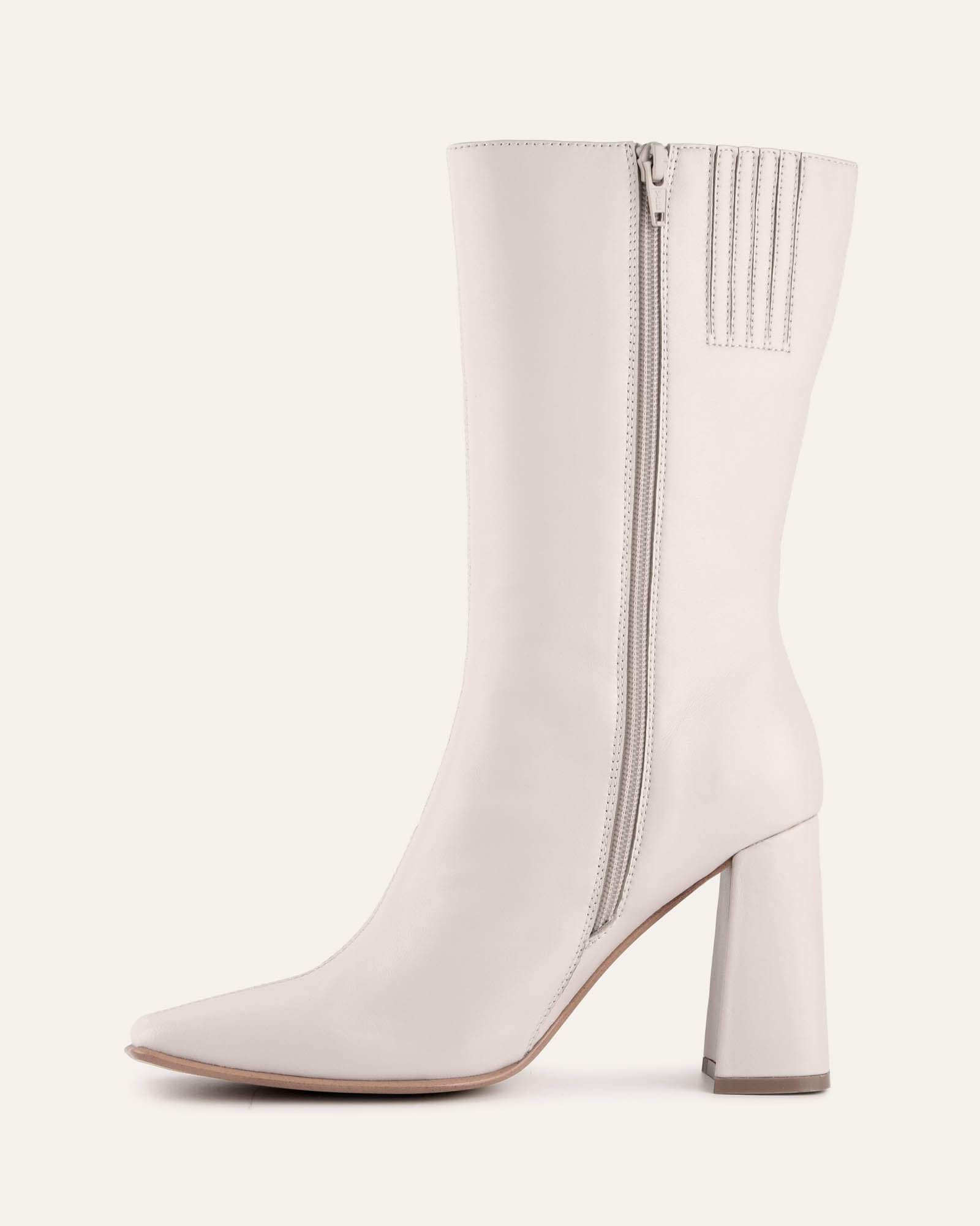 Premium Off-White Leather Rush Calf Boots - Stylish & Comfortable Ankle Boots for Women | Perfect for Casual Outfits, Office Wear & Fall Fashion