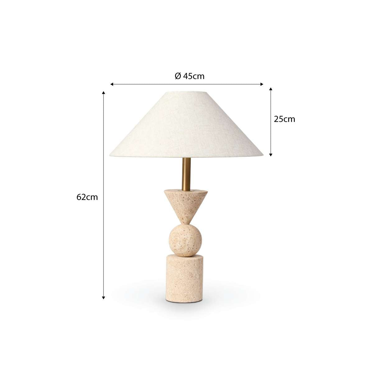 Elegant Travertine Table Lamp - Natural Stone Nightstand Light for Bedroom, Living Room & Office Decor - Warm White LED Bulb Included