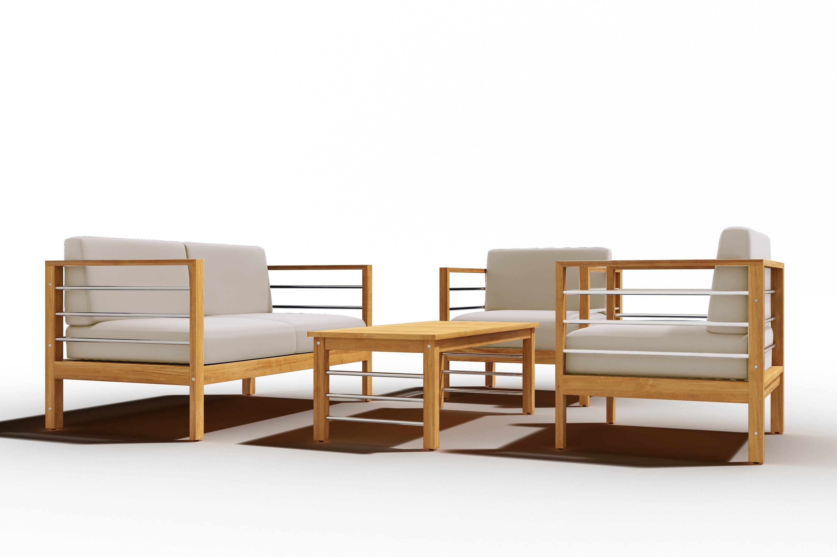 Premium 4-Piece Teak Outdoor Patio Deep Seating Set with Sunbrella Cushions - Waterproof & UV Resistant - Perfect for Backyard, Garden, Poolside & Patio Relaxation