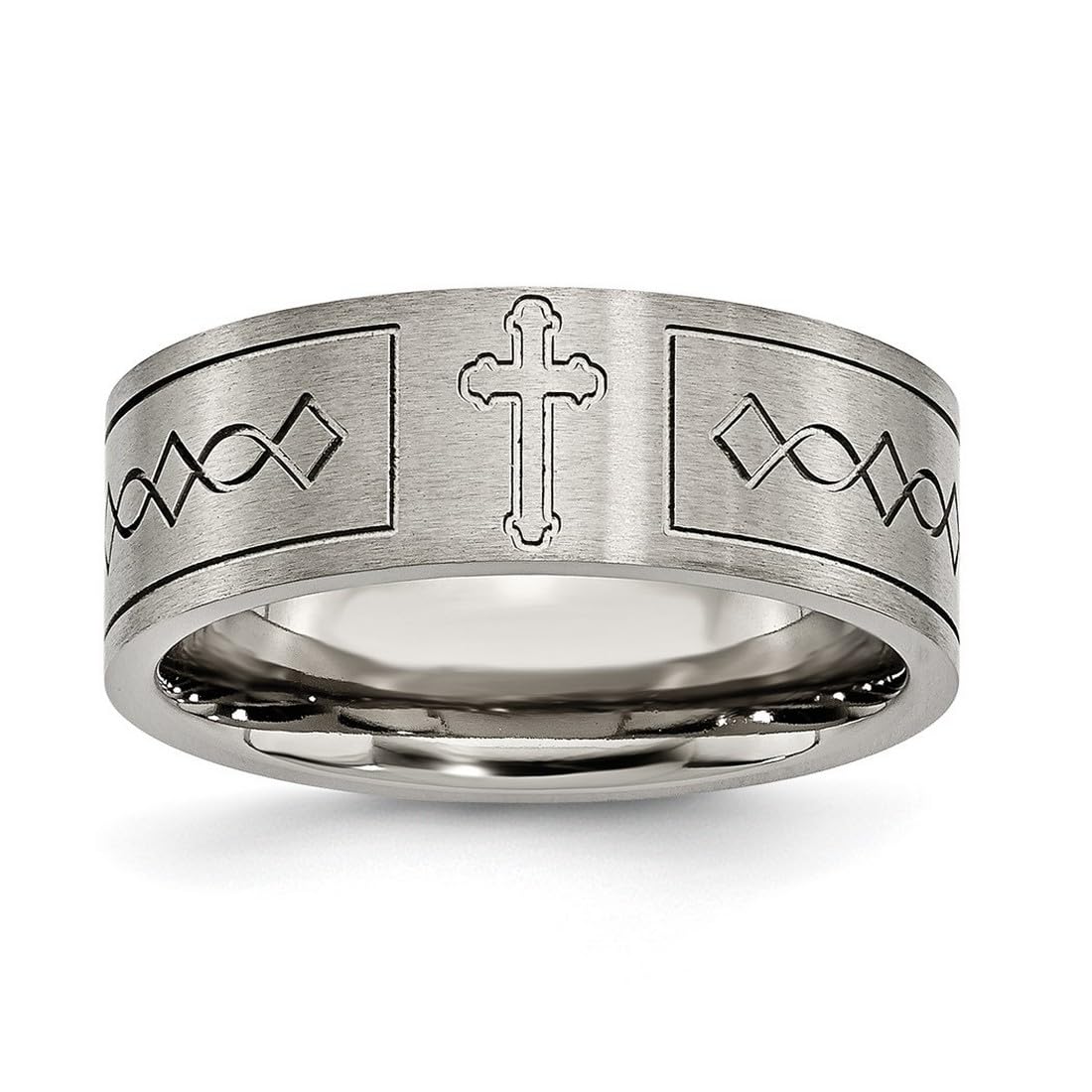Titanium Religious Cross Flat Satin Band Ring for Women & Men - Faith Jewelry in Multiple Sizes - Perfect for Daily Wear, Gifts & Spiritual Occasions