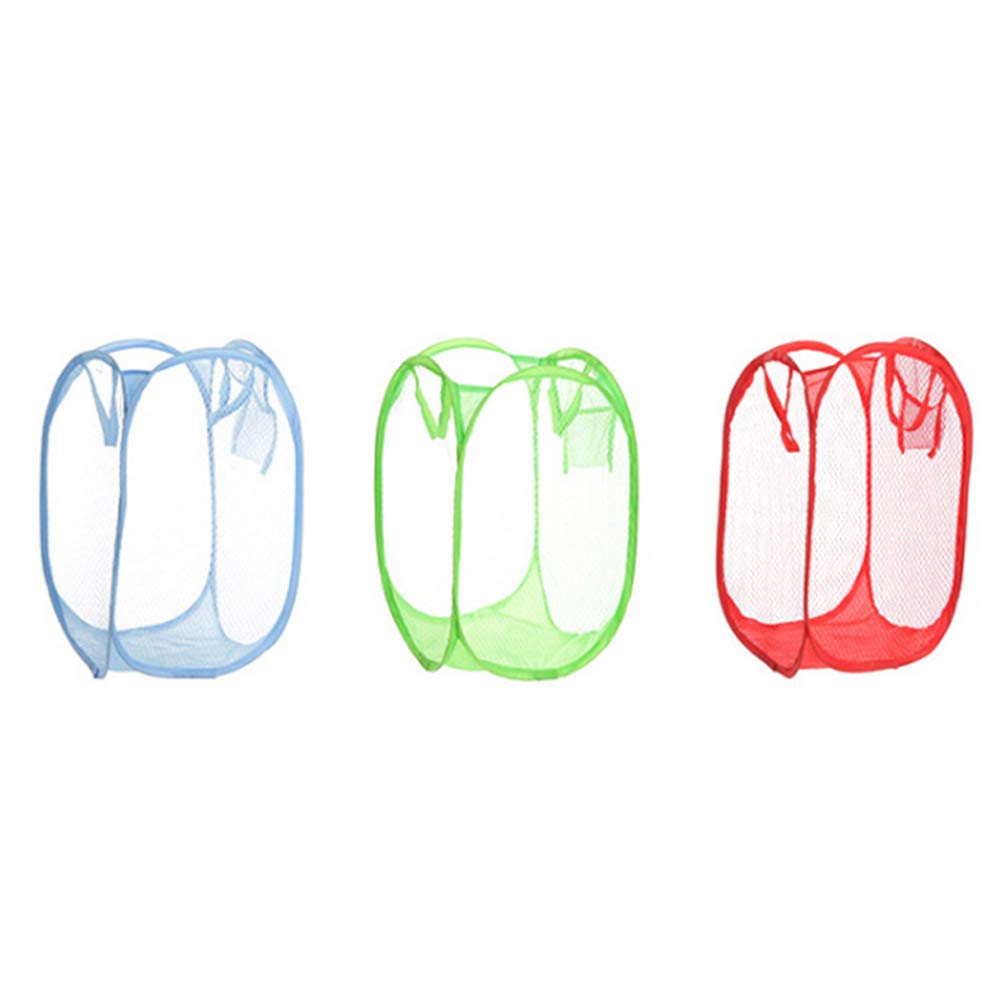 DOITOOL Foldable Mesh Laundry Basket - Collapsible Dirty Clothes Hamper with Handles for Home, Dorm & Travel Storage (Random Color) - Perfect for Bedroom, Bathroom & Laundry Room Organization