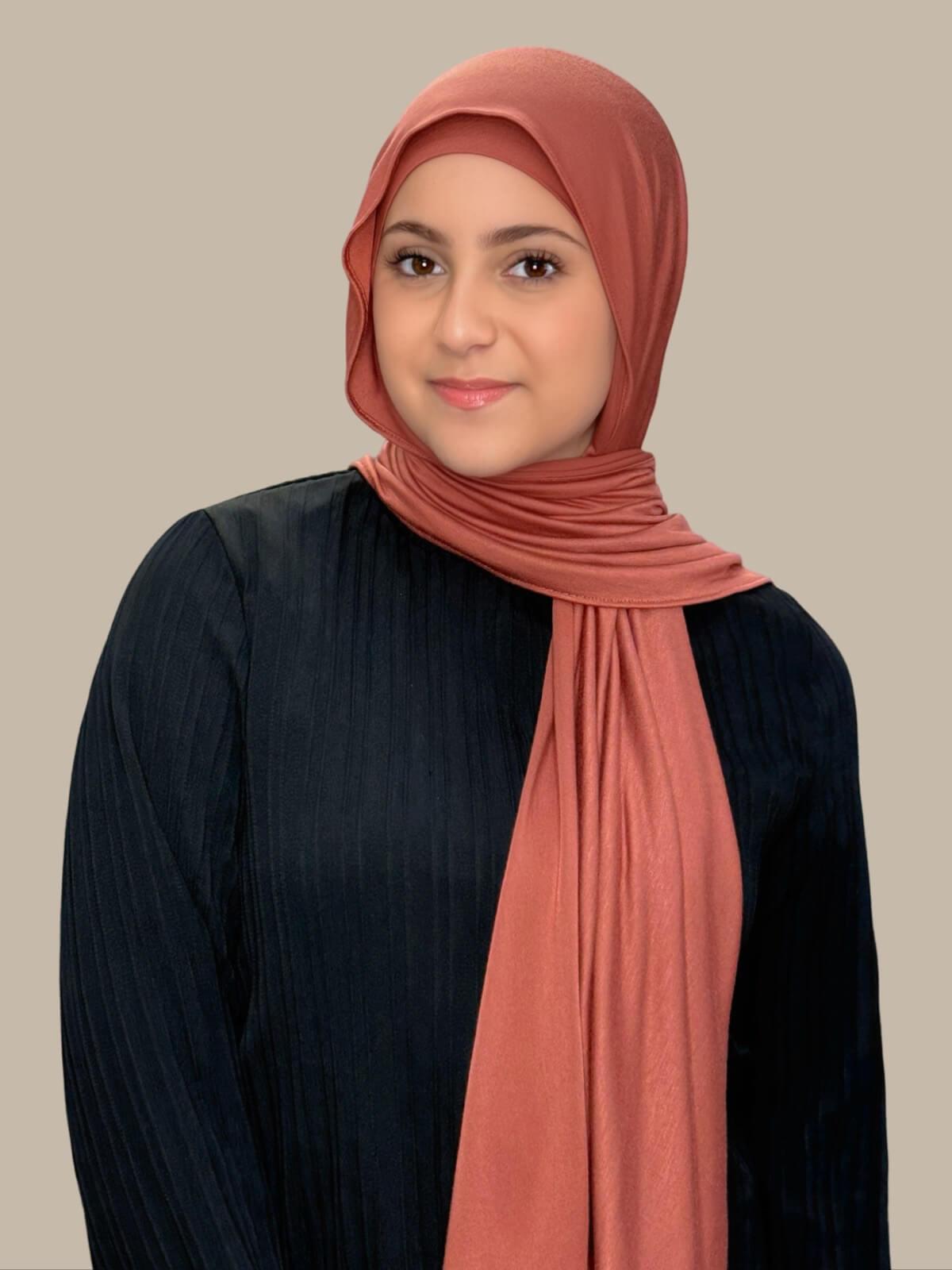 Modish Girl Premium Jersey Hijab in Brick Red - Soft & Comfortable Muslim Headscarf for Daily Wear, Prayer, and Special Occasions