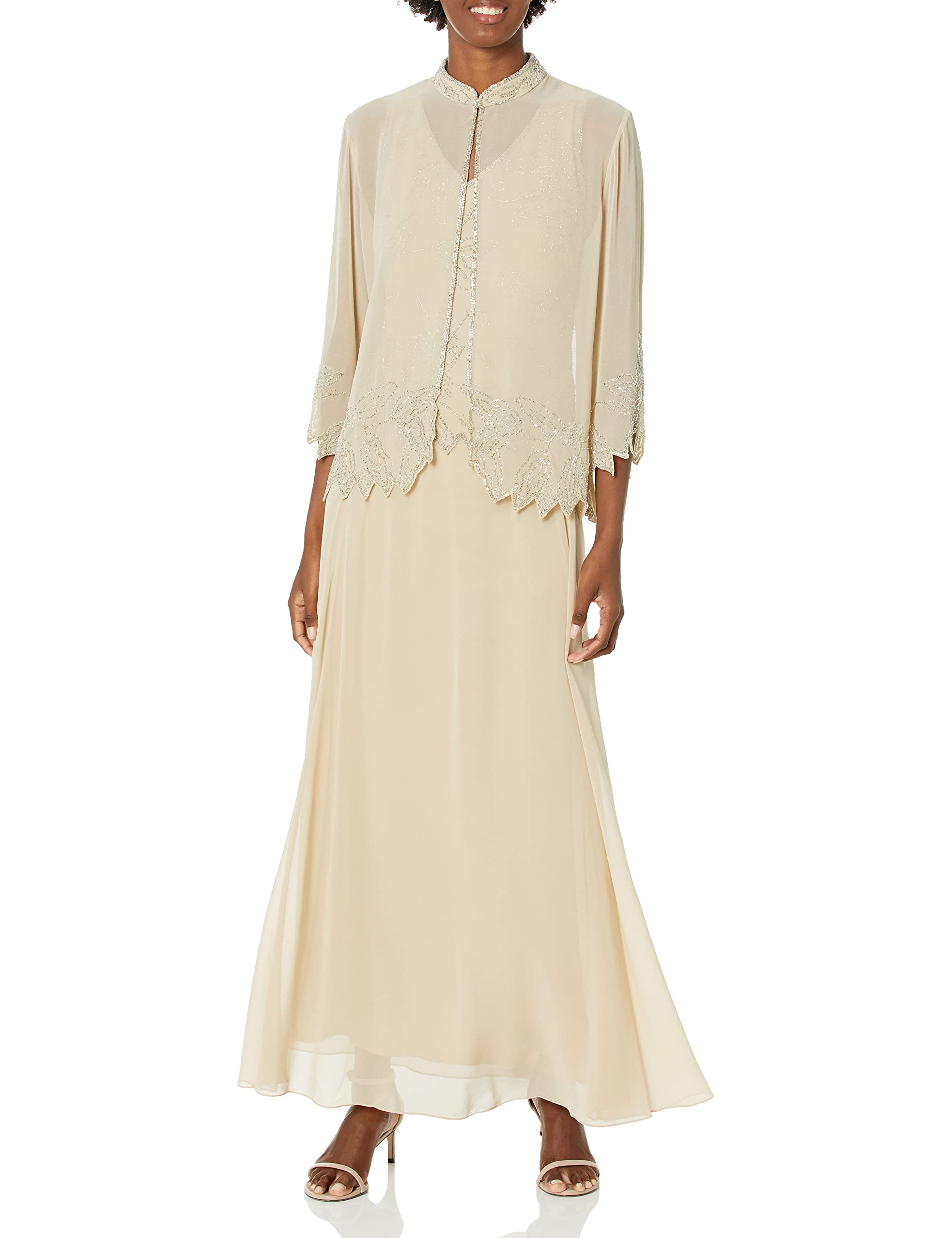 J Kara Women's Plus Size Beaded Jacket Dress - Elegant Party Wear for Evening Events, Weddings & Special Occasions