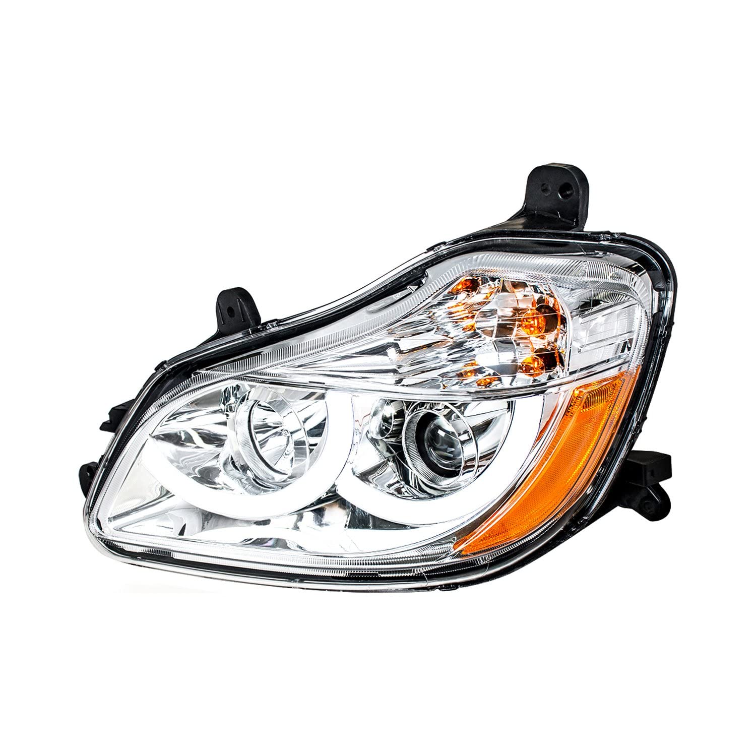 United Pacific 31454 Left Hand Projection Headlight Assembly - Chrome Housing, High/Low Beam H7/H1 Quartz Bulbs, LED Signal & Position Lights | Perfect for Truck, SUV & Off-Road Vehicle Upgrades