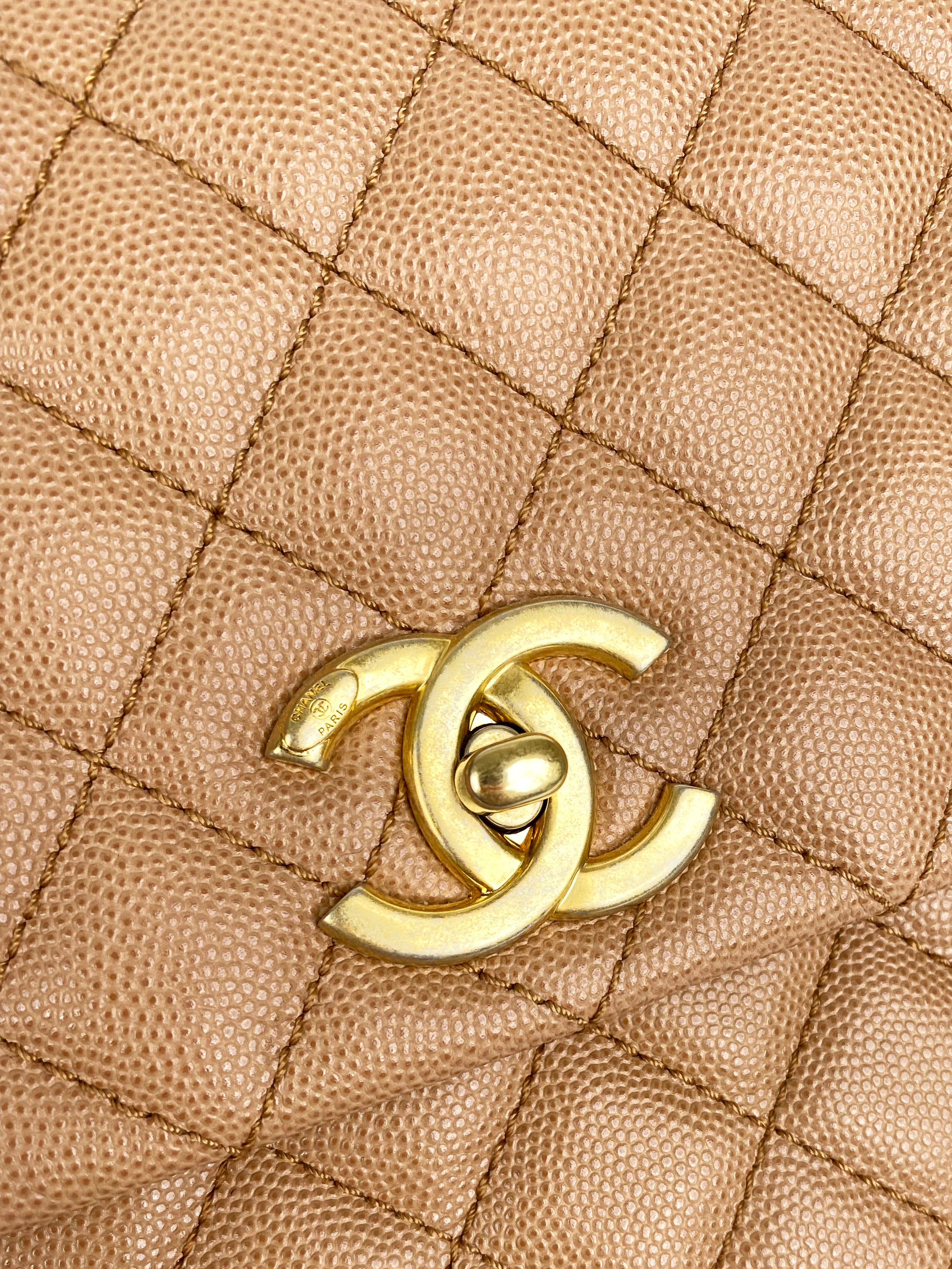 Chanel Large Beige Coco Lizard Handle Bag - Luxury Designer Handbag for Women, Perfect for Parties, Weddings & Special Occasions