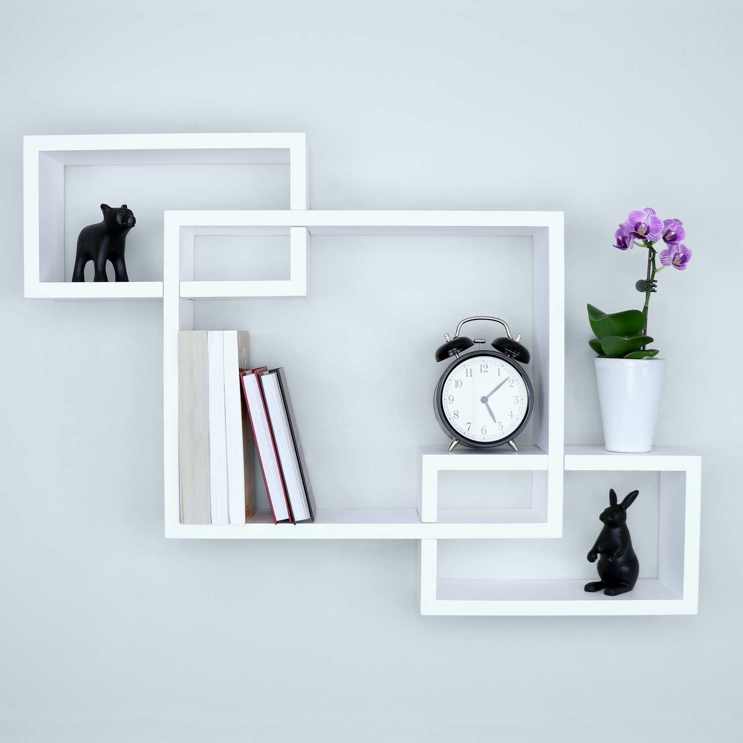 Ballucci Wooden Floating Wall Shelves - Interweave Design for Horizontal & Vertical Display, 26