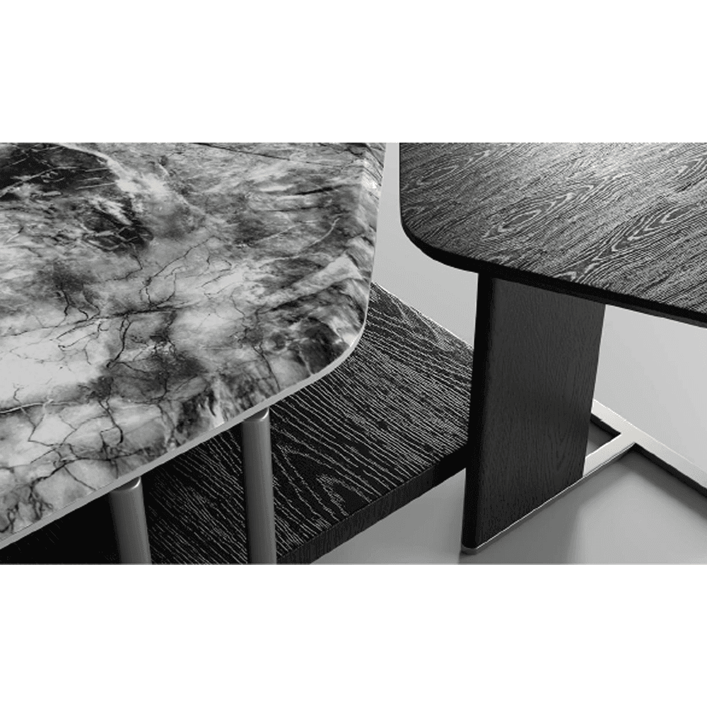 Jordan Nesting Coffee Table with Crystal Tech Stone Top - Modern Living Room Furniture Set for Small Spaces, Home Decor, and Office Use