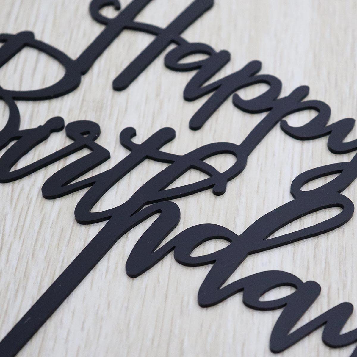Happy Birthday Cake Topper - Elegant Black Acrylic Party Decorations for Birthday Cakes | Perfect for Wedding, Anniversary & Celebration Cakes