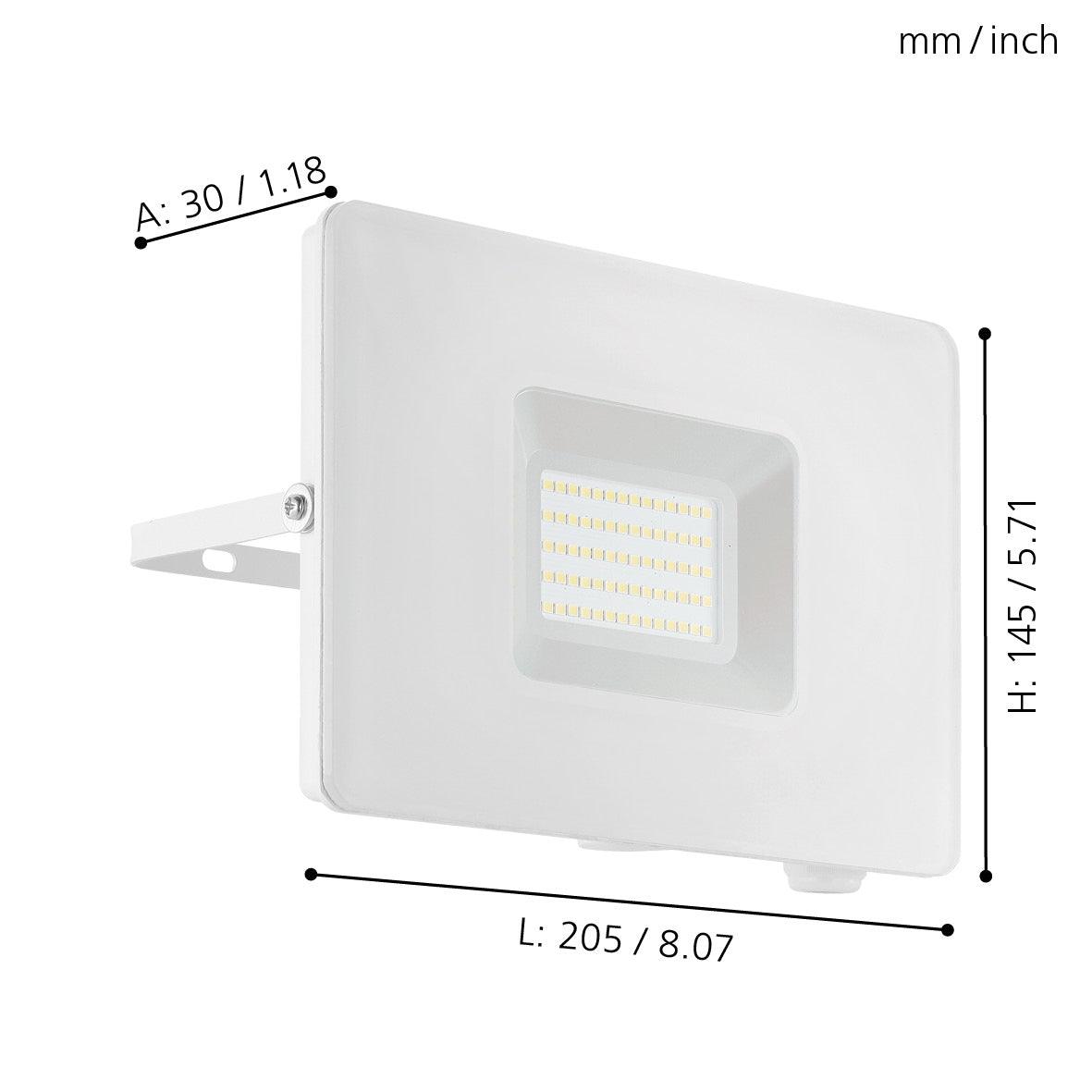 Eglo Faedo 3 IP65 White LED Outdoor Flood Light 53W - Waterproof Security Lighting for Garden, Patio, and Driveway