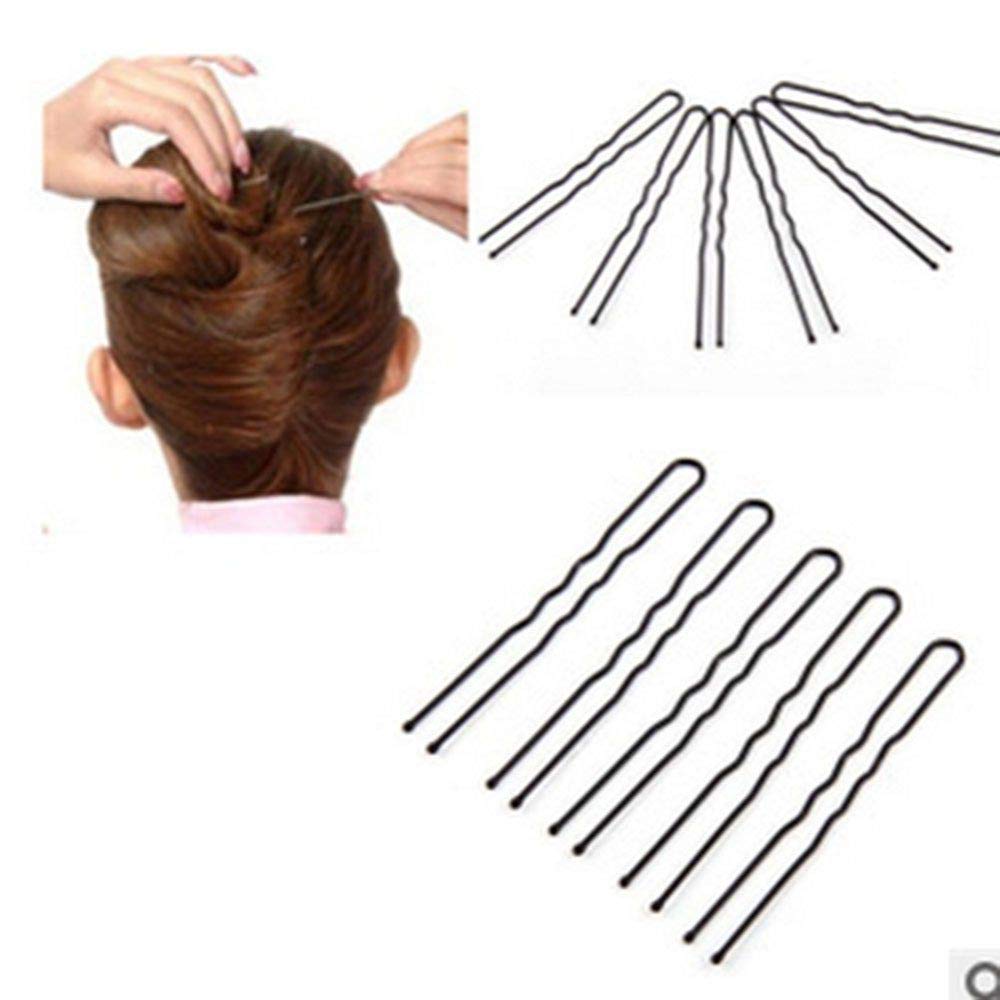 HRBS U Shape & Wavy Bobby Pins Set - 90pcs Metal Hair Pins for Styling