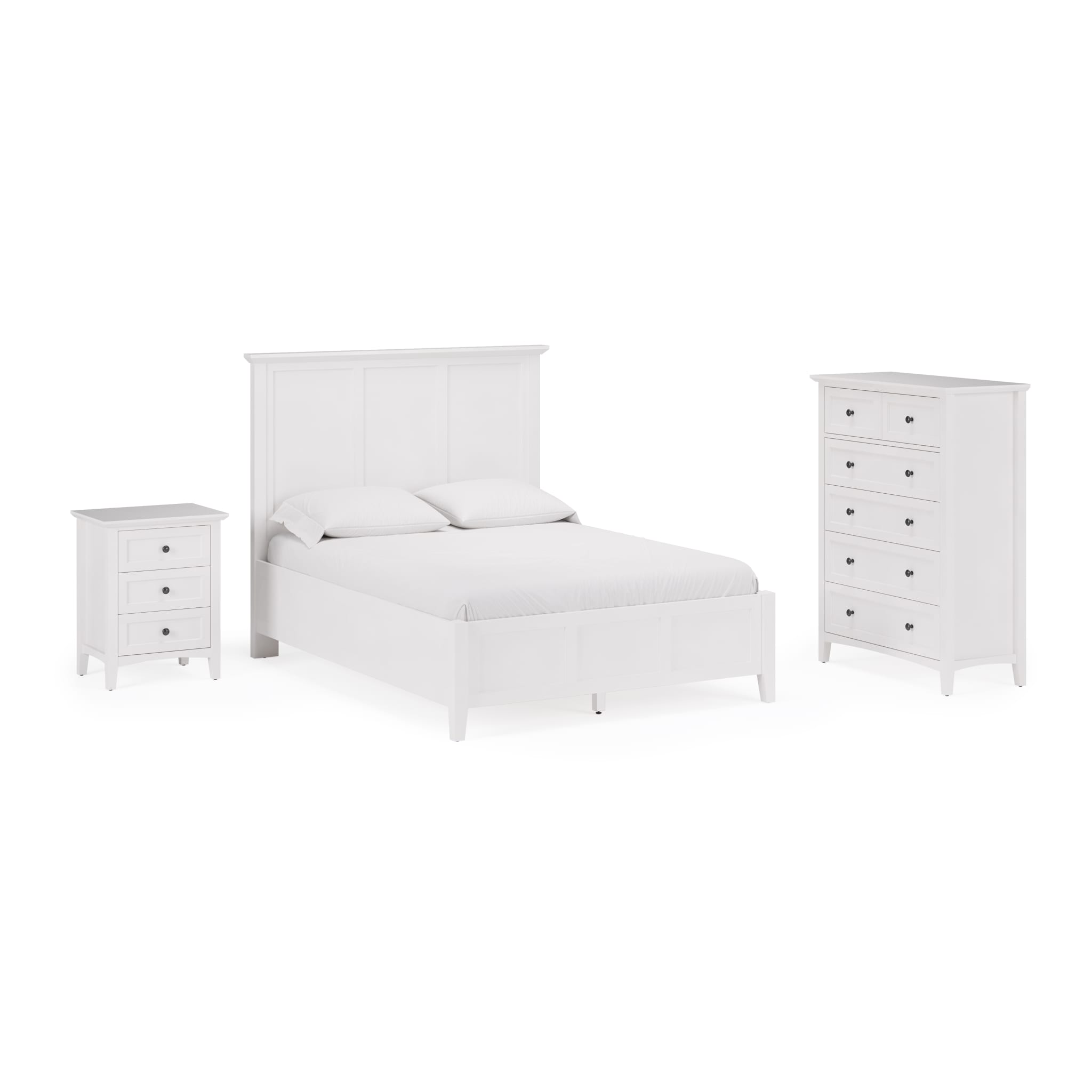 Grace 3-Drawer Nightstand in Snowfall White - Modern Bedside Table for Bedroom, Living Room, or Guest Room Storage