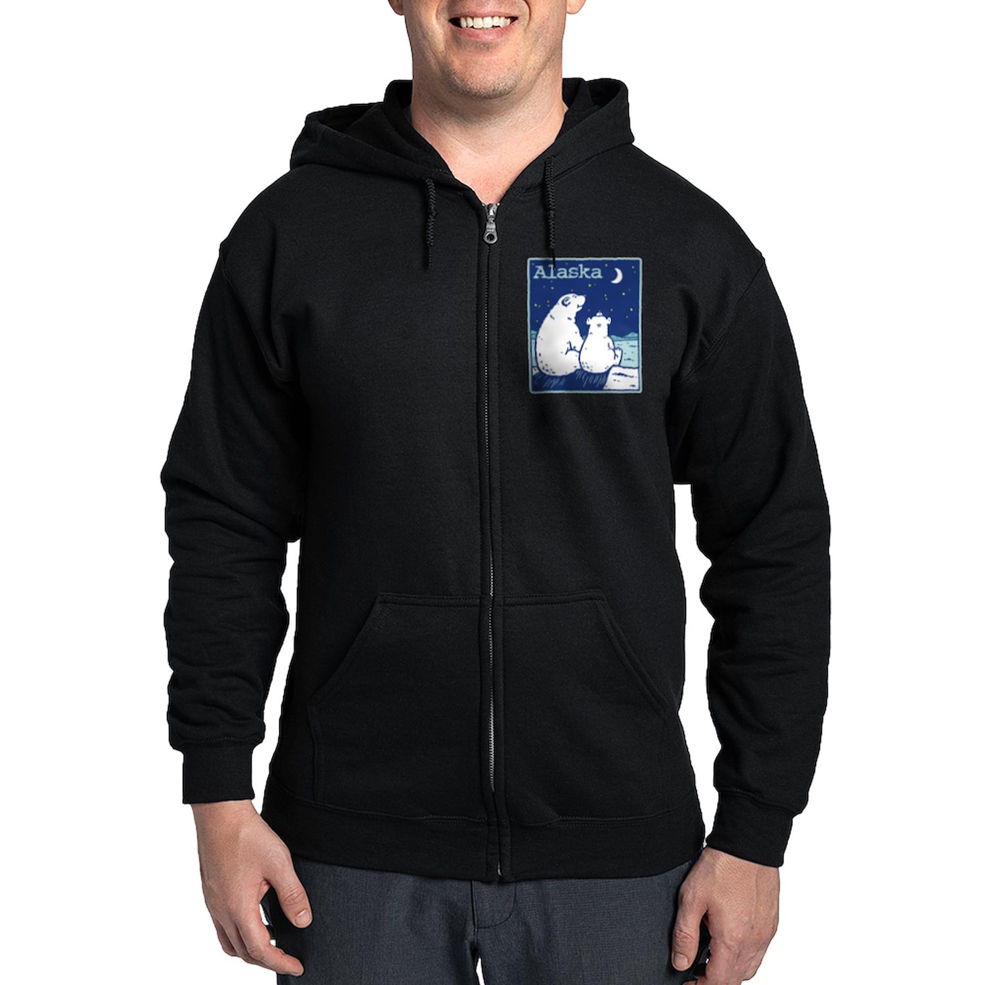 Alaska Zip-Up Hoodie for Men - Dark Zip Hooded Sweatshirt | Warm Fleece Lining | Casual Winter Wear for Outdoor Activities & Travel