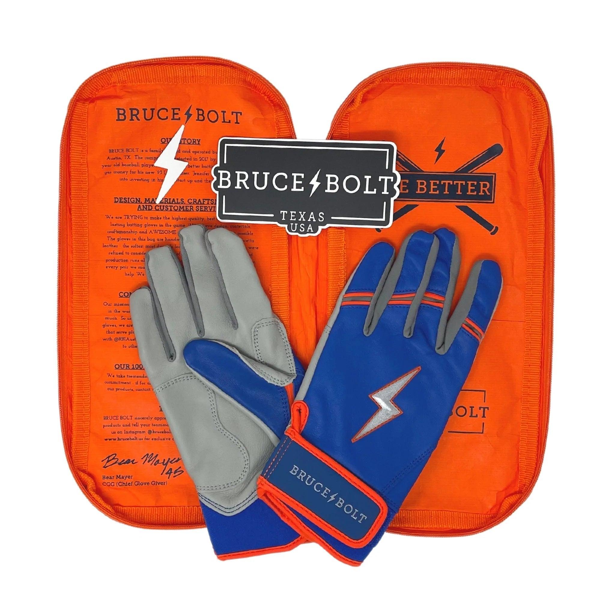 Bruce Bolt PREMIUM PRO NIMMO Short Cuff Batting Gloves for Baseball & Softball - Breathable & Durable Grip - Blue - Perfect for Training, Games & Outdoor Sports