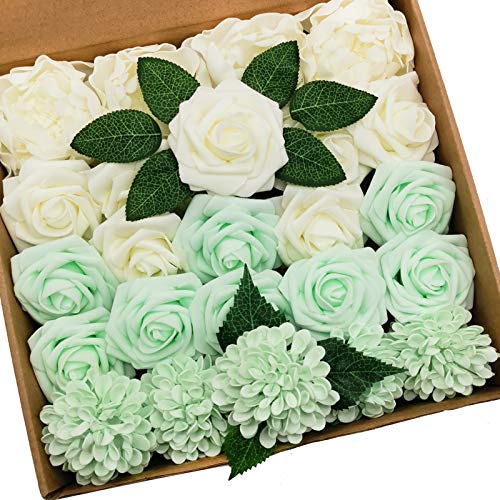 Delicate Ivory&mint Green