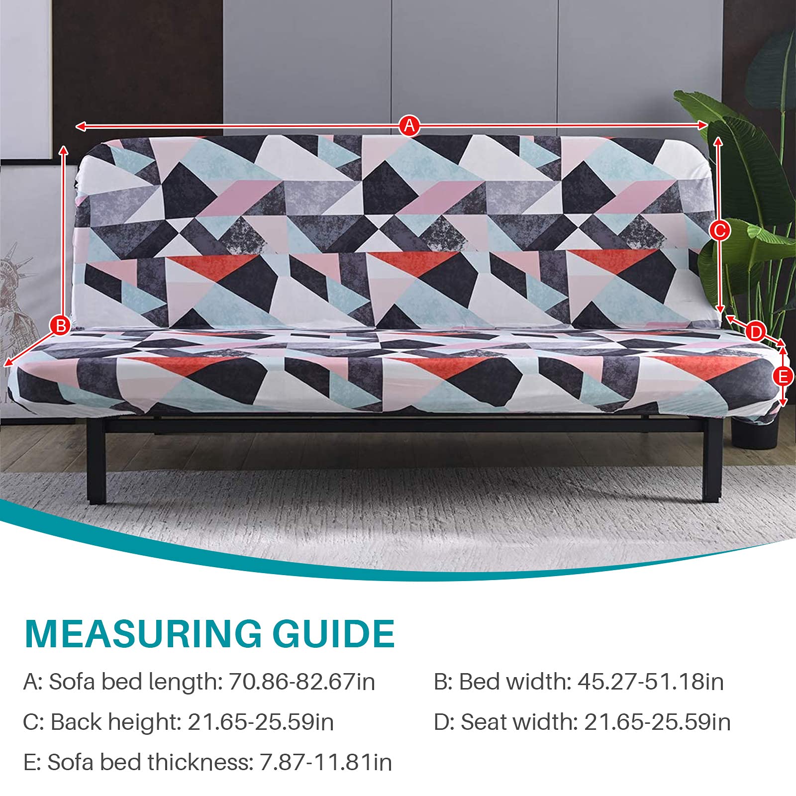 Beacon Pet Stretch Sofa Slipcover - Armless Futon Cover, Printed Fitted Furniture Protector, Elastic Polyester Spandex, Washable Armless Sofa Cover for Folding Couch - Perfect for Pet Owners, Living Room Furniture Protection & Home Decor