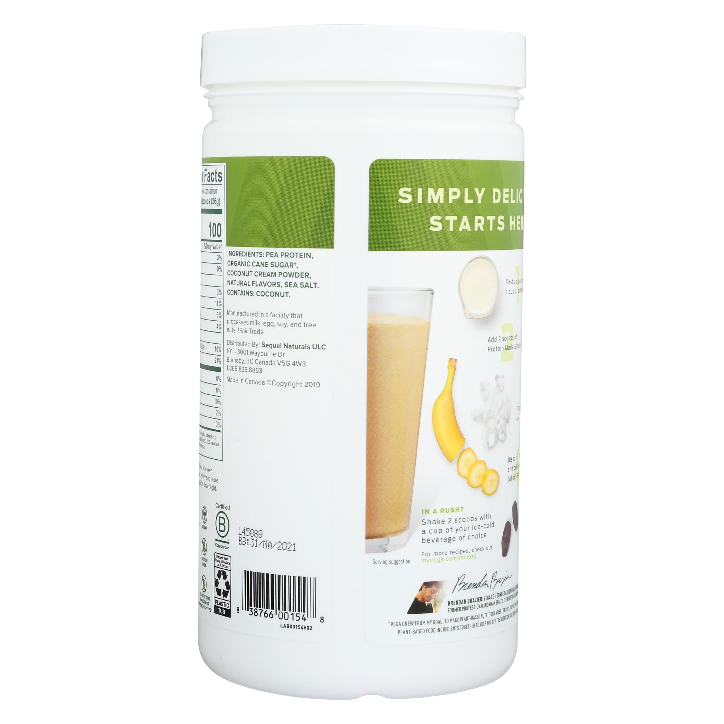 Vega Protein Powder - Caramel Toffee Flavor | Stevia-Free Vegan Protein Supplement | Plant-Based, Gluten-Free Pea Protein for Men & Women | 9.1 oz (Packaging May Vary) | Perfect for Post-Workout Recovery & Healthy Smoothies