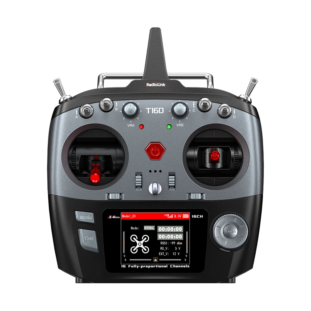RadioLink T16D 16 Channel 2.4GHz RC Transmitter - High Precision Remote Controller for Drones, Cars & Boats | Perfect for Hobbyists, Racing & FPV Flying