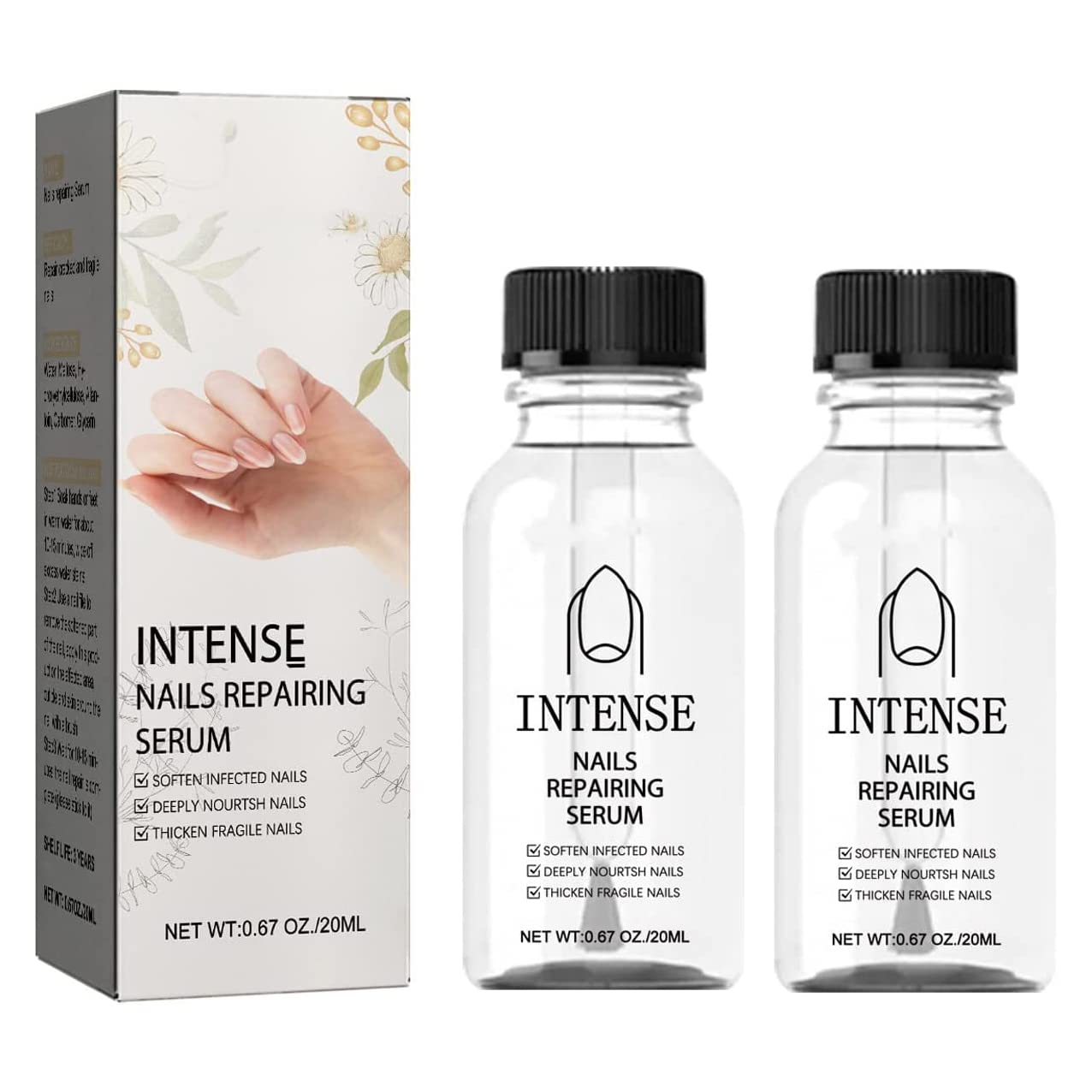 2PCS Nailgro Intense Nail Growth & Strengthening Serum - Fast Repair Treatment for Weak, Damaged Nails - Promotes Stronger, Healthier Nails in 7 Days - Perfect for Salon & Home Nail Care Routine