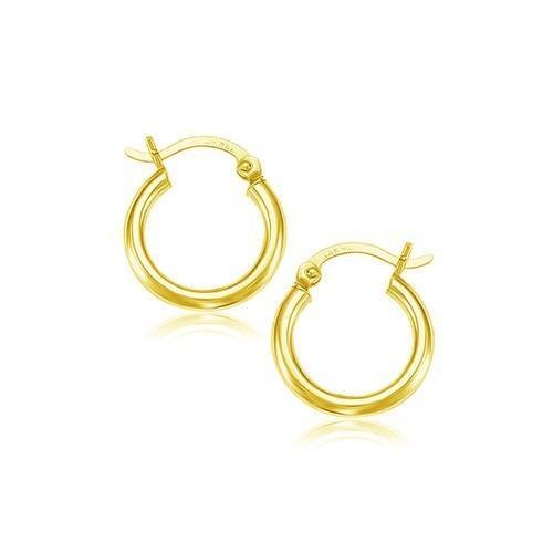 14K Yellow Gold Polished Hoop Earrings - 15mm Classic Circle Earrings for Women, Gift for Her, Everyday Wear & Special Occasions