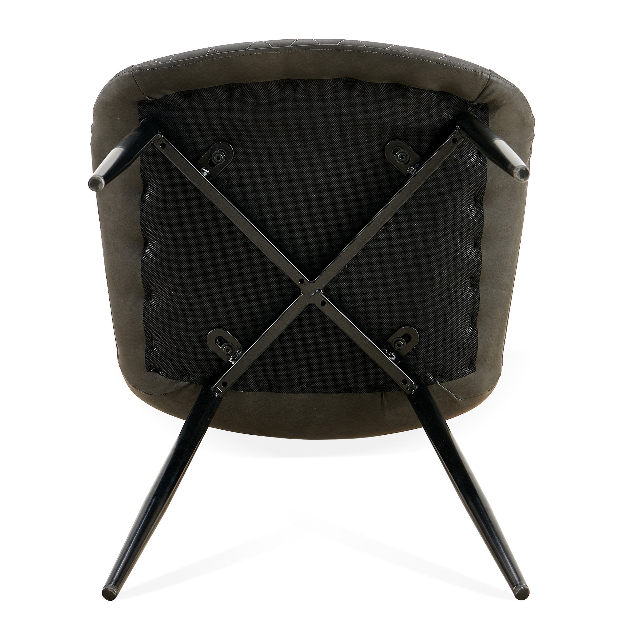 Dark Grey Set of 4 Mid Century Modern Leathaire Dining Chairs - Armless Side Chairs with Metal Legs for Kitchen & Living Room | Perfect for Small Spaces & Contemporary Home Decor