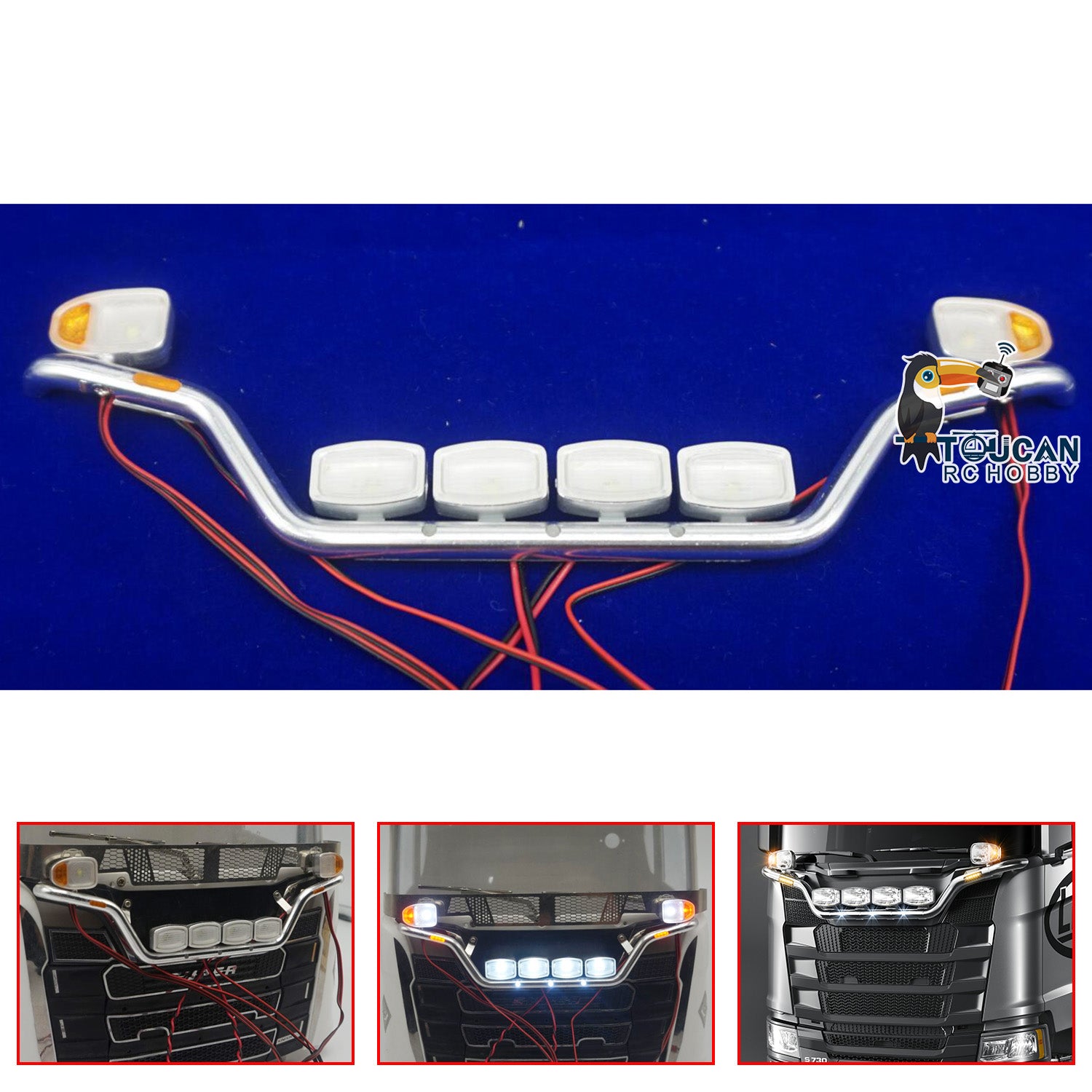 1/14 Scale RC Tractor Truck LED Light Bar - Compatible with 56323, 56371, 770S Remote Control Models - DIY Hobby Accessory for Night Crawling & Off-Road Racing