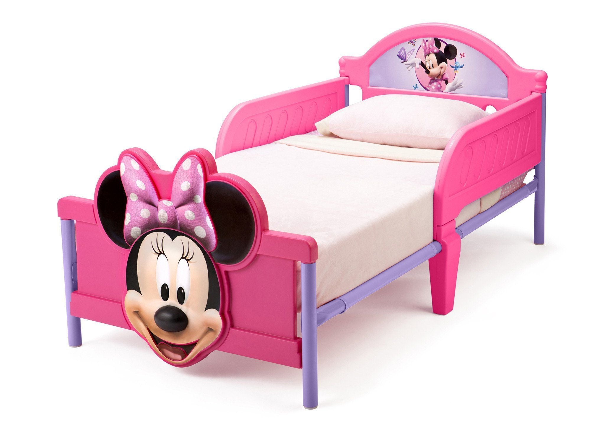 Minnie Mouse 3D Plastic Toddler Bed for Girls - Disney Princess Themed Kids Bedroom Furniture for Safe & Comfortable Sleep | Perfect for Nursery, Daycare, or Children's Room Decor