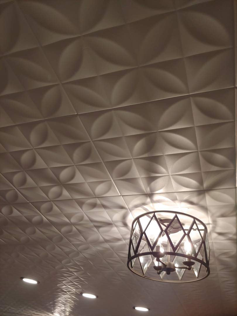 A La Maison R103 Foam Glue-Up Ceiling Tiles - 96 Pack, Plain White (Covers 256 sq. ft.) for Easy Home & Office Renovation