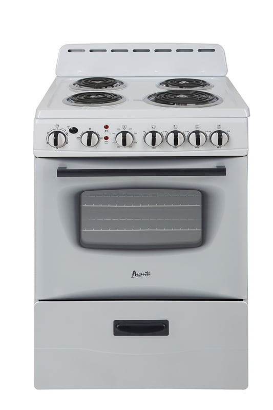 Avanti ERU240P0W 24-Inch Electric Range - Compact & Efficient for Small Kitchens, Apartments, and RVs | 4 Burner Stove with Oven | Perfect for Baking, Cooking, and Meal Prep