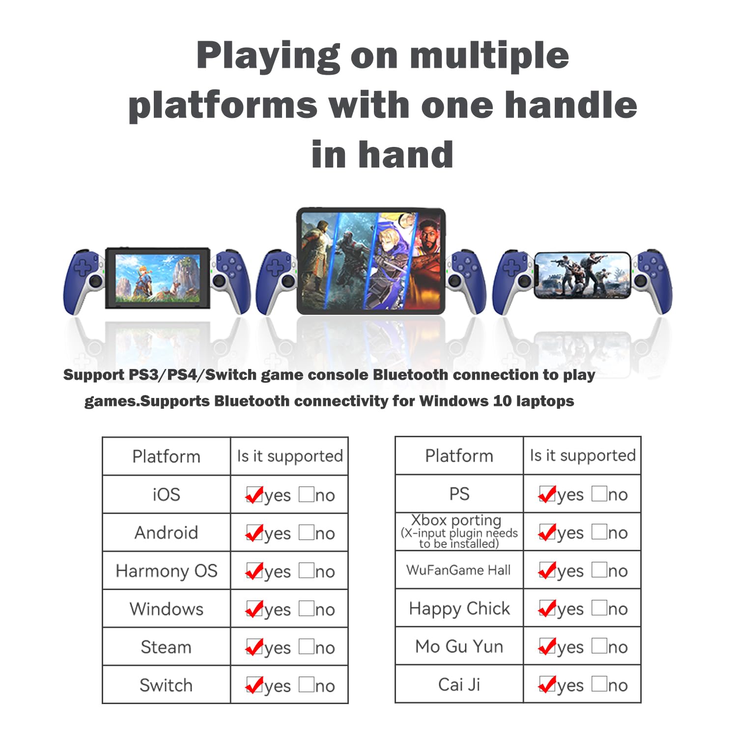 Wireless Bluetooth Game Controller for iPhone 15/14, iPad, Android, PC, Nintendo Switch, PS3/PS4 - Hall Effect Triggers, 6-Axis Gyro, Turbo Function - Perfect for Cloud Gaming, Mobile Gaming & Console Streaming on PS5/Xbox/PC - Blue