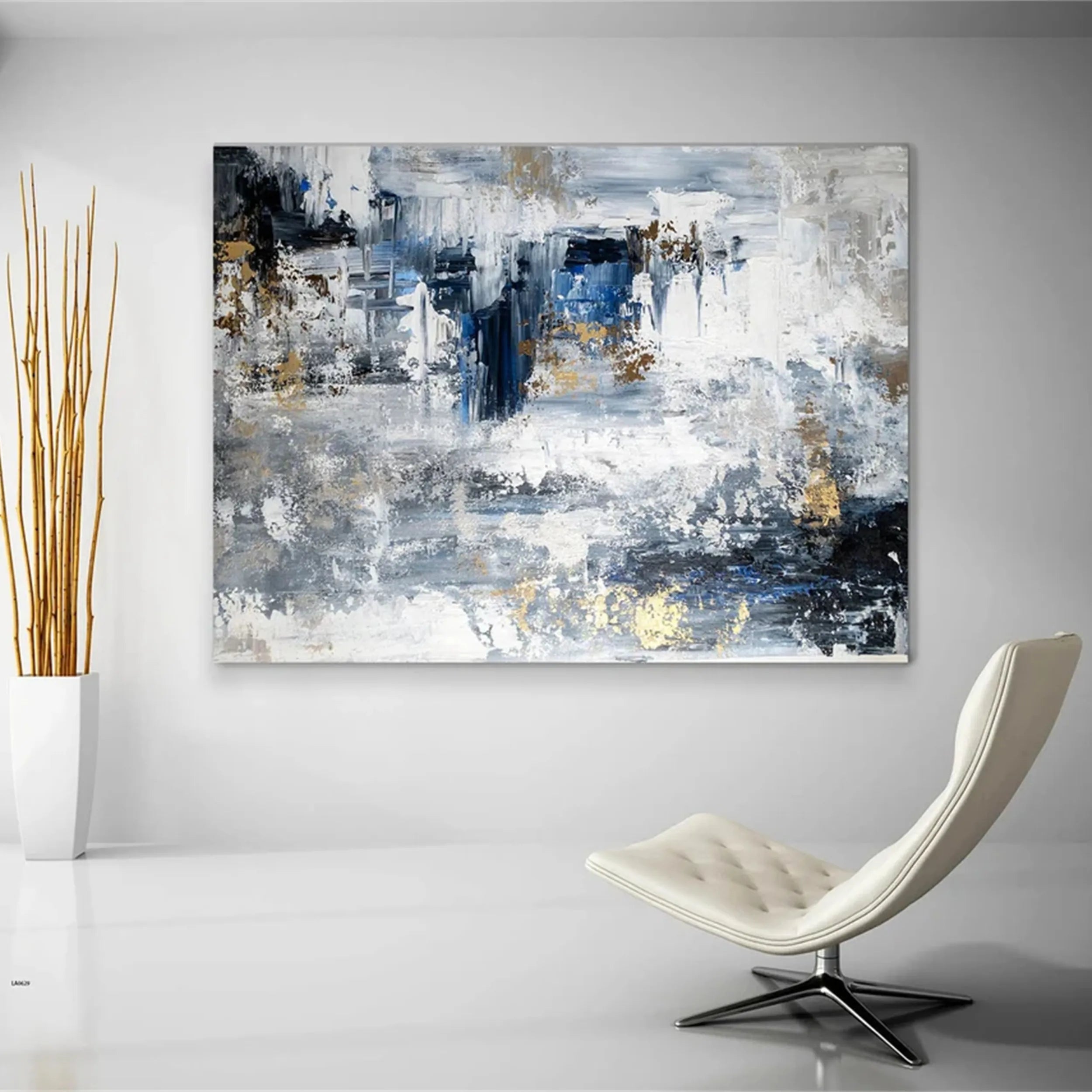 Blue & Green Abstract Wall Art Canvas Print #BG075 - Modern Home Decor for Living Room, Bedroom & Office