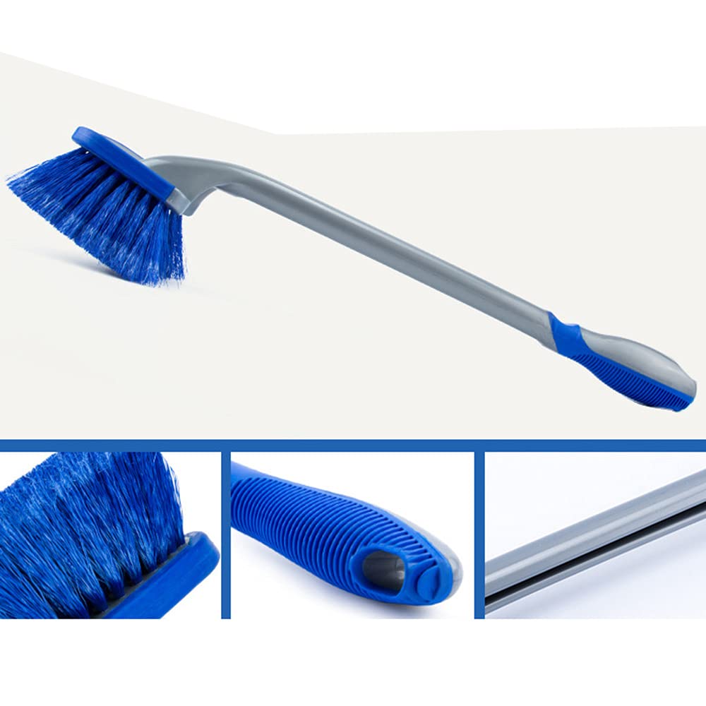 Premium Blue Car Wheel & Tire Brush - Long Handle Cleaning Tool for Car & Motorcycle Rims - Heavy Duty Wheel Washing Accessories - Perfect for Auto Detailing, DIY Car Wash & Garage Cleaning