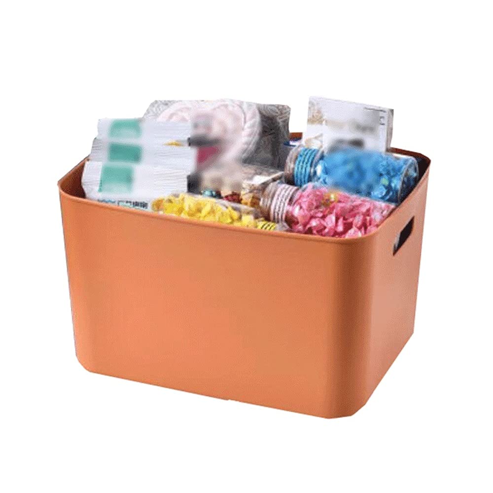 FEIMENGALL Large Plastic Storage Box with Lid - 31.7x23.7x20.6cm Organizer for Bathroom, Kitchen, Office, Cosmetics, Snacks & Home Organization (Orange) - Perfect for Clutter-Free Spaces & Small Item Storage