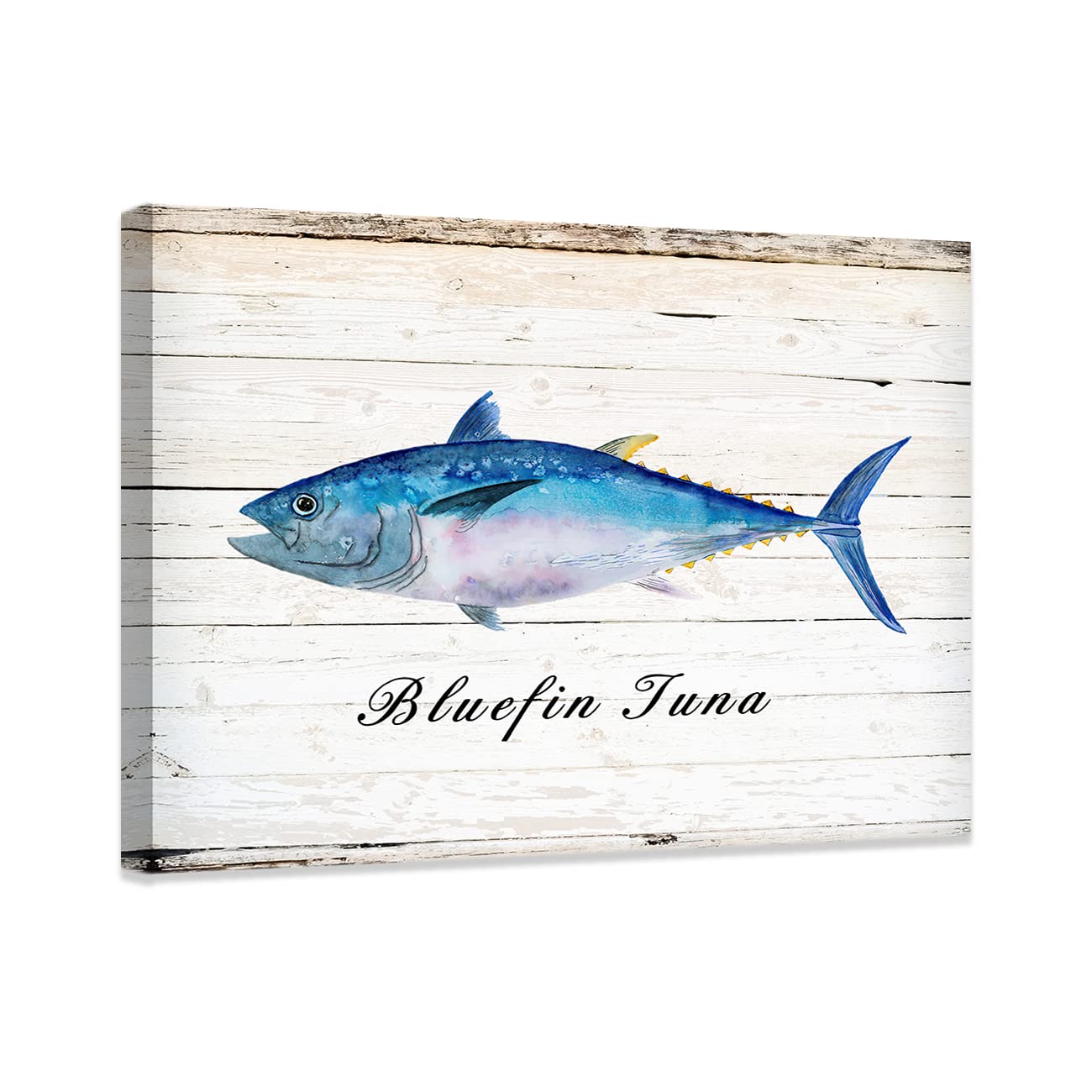 Bluefin Tuna Canvas Wall Art - 24x36 Inch Ocean Fish Painting Poster, Coastal Decor for Living Room, Office & Beach House - Ready to Hang Sea Fishing Picture (60x90cm)