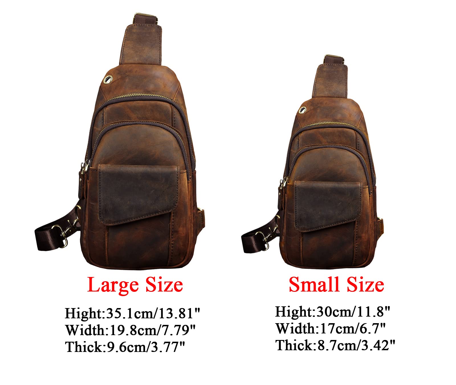 **Le'aokuu Men's Leather Crossbody Chest Sling Bag - Outdoor Hiking, Travel & Casual Use - Dark Brown (B 8013) - Perfect for Hiking, Daily Commute & Hands-Free Convenience**