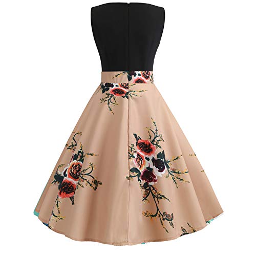 Vintage Print Sleeveless Swing Dress for Women - Casual Flowy Summer Dress with Retro Floral Pattern | Perfect for Beach Vacation, Date Night & Outdoor Parties