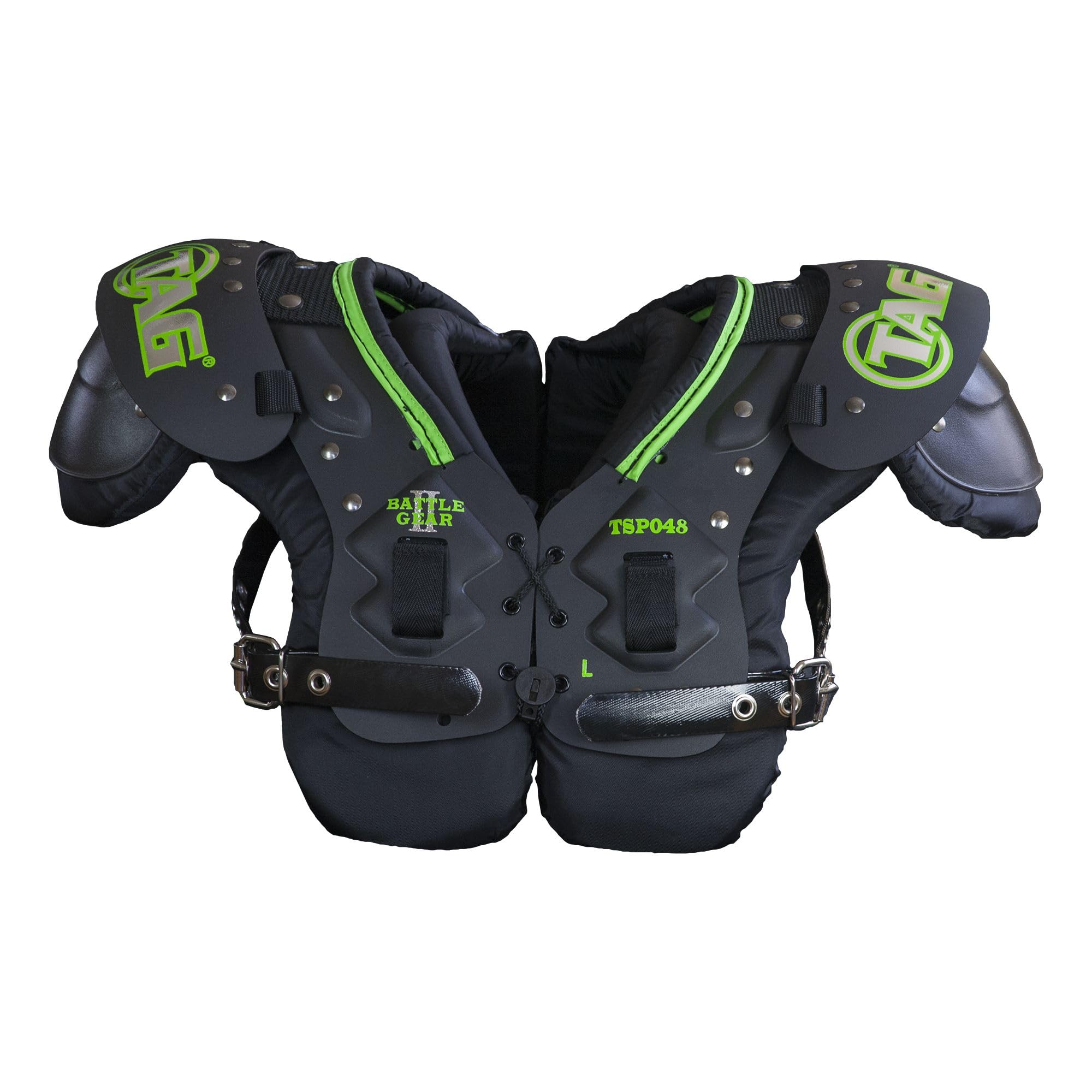 TAG Battle Gear II Youth Football Shoulder Pads - Adjustable Buckle Side Strap (Size TSP48) - Protective Gear for Youth Football Training & Games