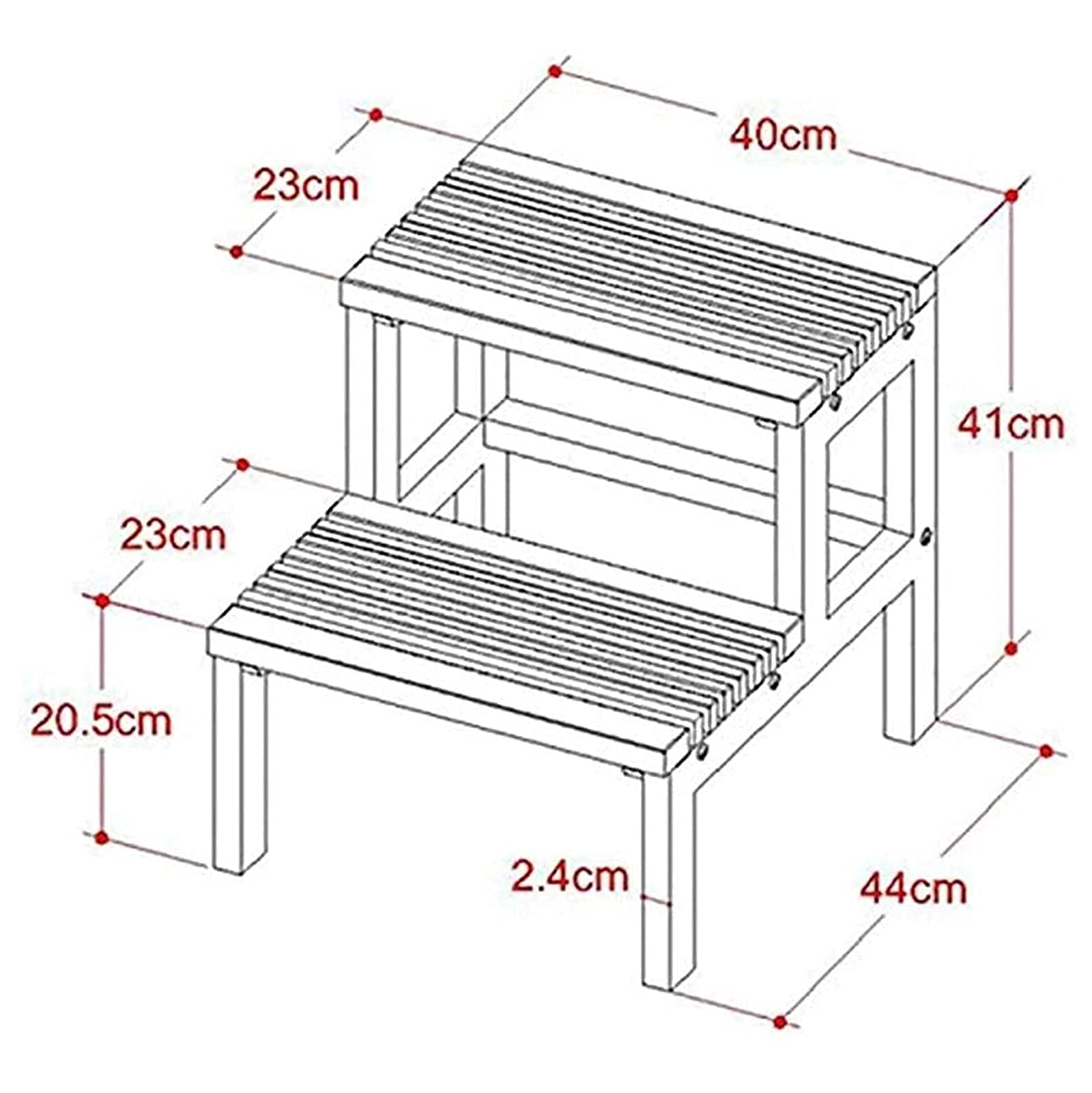 Portable 2-Tier Wooden Step Stool - Sturdy Hardwood Ladder for Bed, Kitchen & Bathroom - No Assembly Required - Perfect as Bed Step Stool, Plant Stand & Home Decor