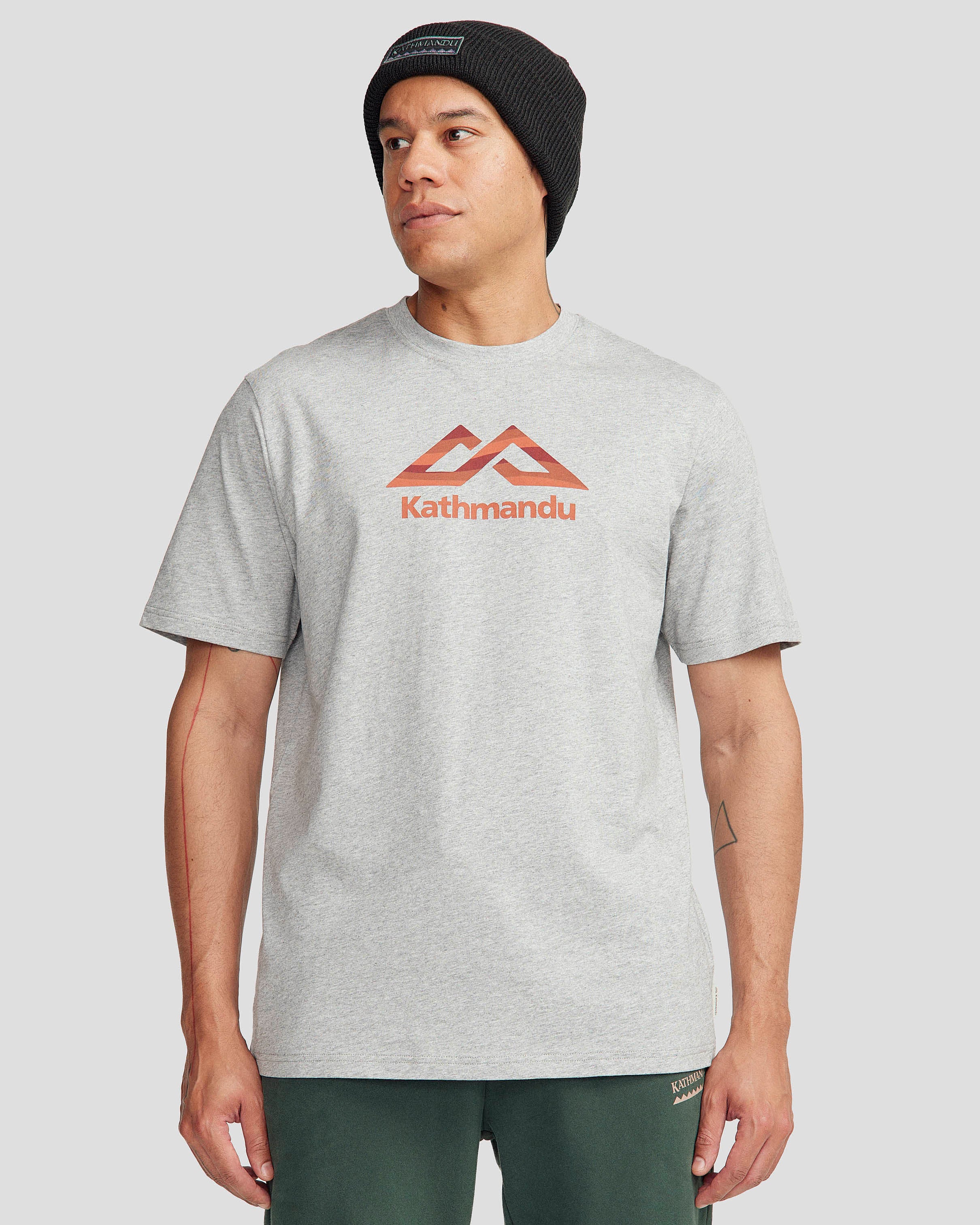 Organic Cotton Men's Logo Fill T-Shirt - Light Grey Marle | Comfortable & Eco-Friendly Casual Wear for Everyday Outfits