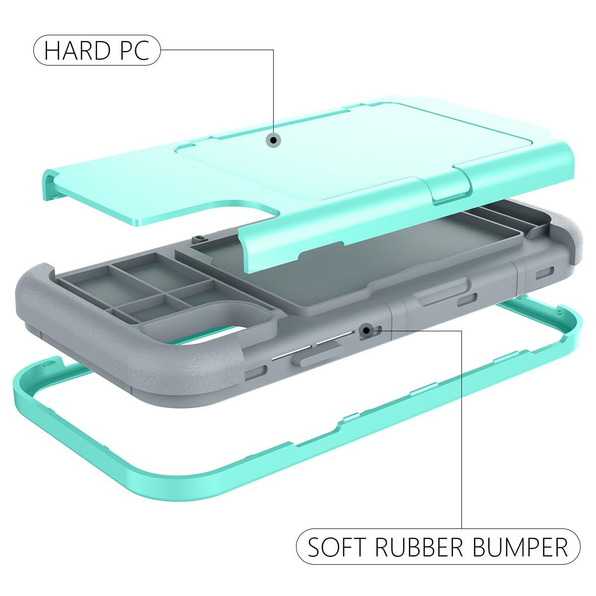 Premium iPhone XR Wallet Case with Card Holder & Hidden Mirror - 3-Layer Heavy Duty Shockproof Protection, Mint Green - Perfect for Travel, Work & Everyday Use