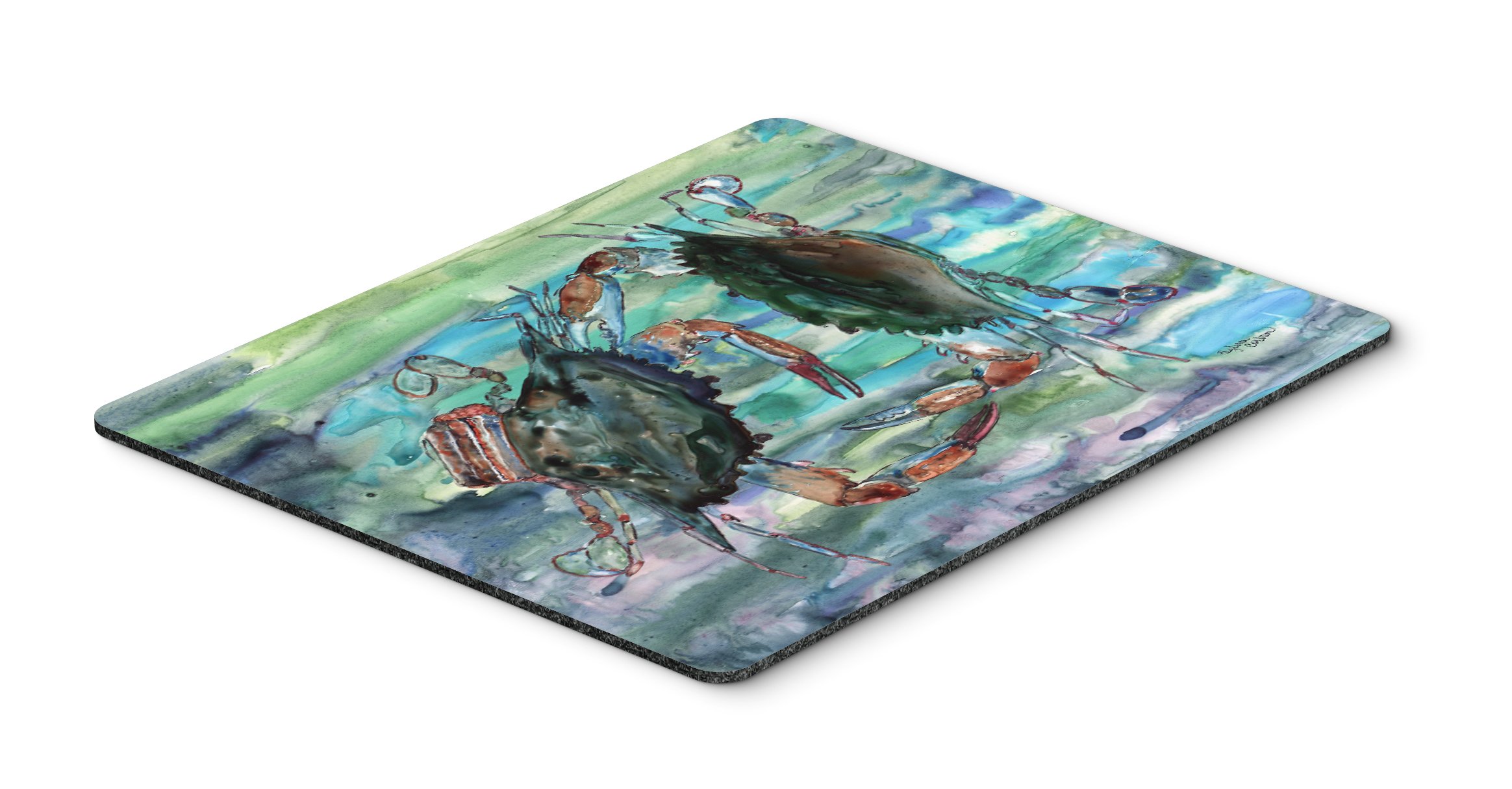 Watery Teal & Purple Crabs Mouse Pad - Non-Slip Large Mouse Mat for Computer, Laptop, Gaming & Office | Washable Hot Pad & Trivet for Home Kitchen | Caroline's Treasures 8954MP | Perfect for Work, Gaming & Cooking Protection