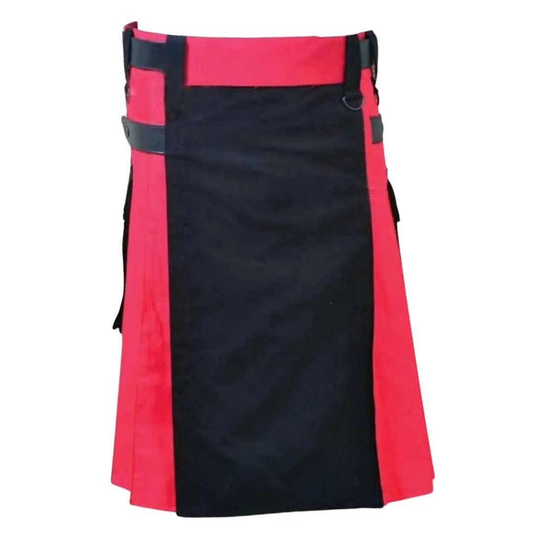 Stylish Black and Pink Utility Kilt for Men - Durable Fashion Kilt with Pockets | Perfect for Cosplay, Renaissance Fairs & Outdoor Adventures