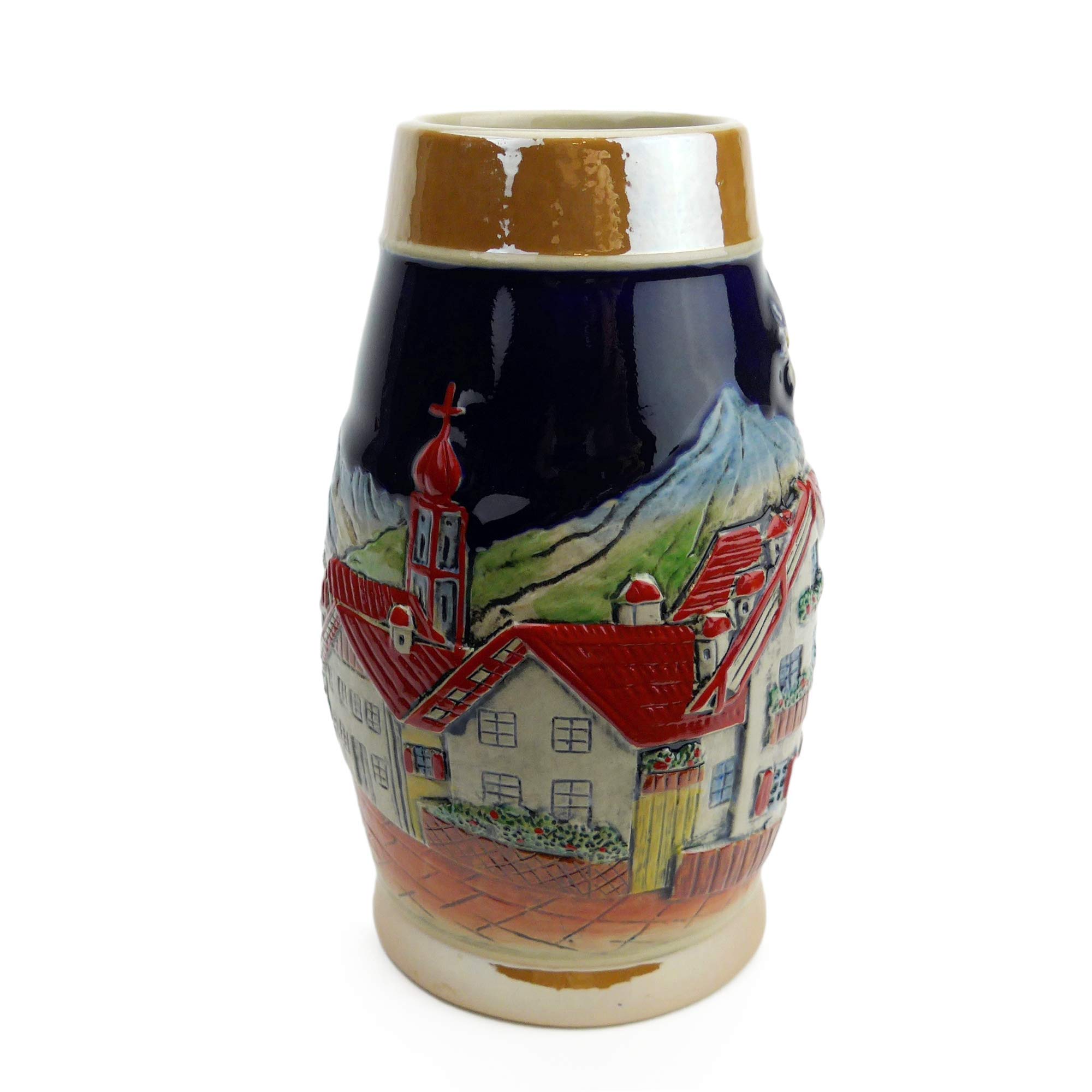 Authentic German Beer Steins 0.5L - Handcrafted Oktoberfest Collectible Ceramic Mugs with Alpine Village Engravings | Perfect for Oktoberfest Celebrations, Home Bar Decor & Gift Giving