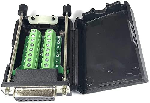 DB15 D-Sub Solderless Breakout Terminal Block Connector Kit (1 Male + 1 Female) for DIY Electronics, Arcade Machines & Industrial Control Systems