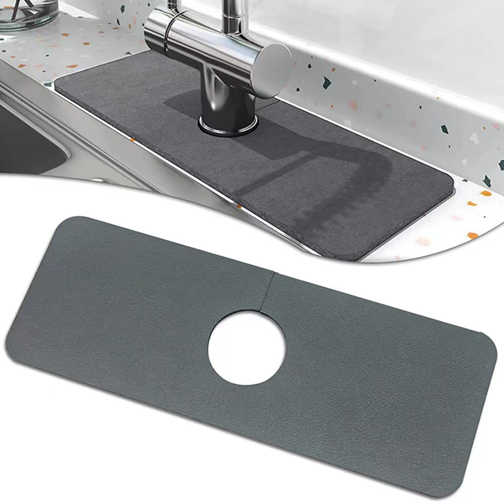 2PCS Thickened Non-Slip Faucet Absorbent Mats - Premium Kitchen Sink Splash Guard, Dish Drying Mats for Countertops (15