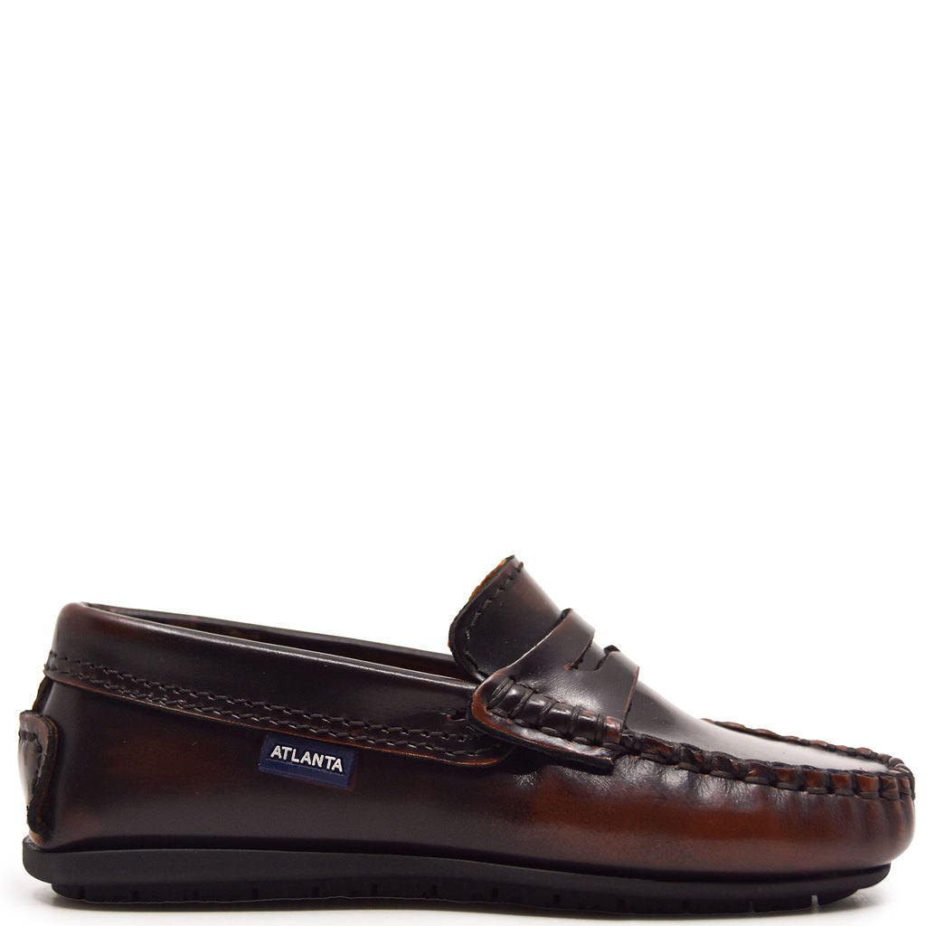 Atlanta Mocassin Brown Brushed Penny Loafers - Classic Men's Slip-On Dress Shoes for Business, Office & Formal Occasions