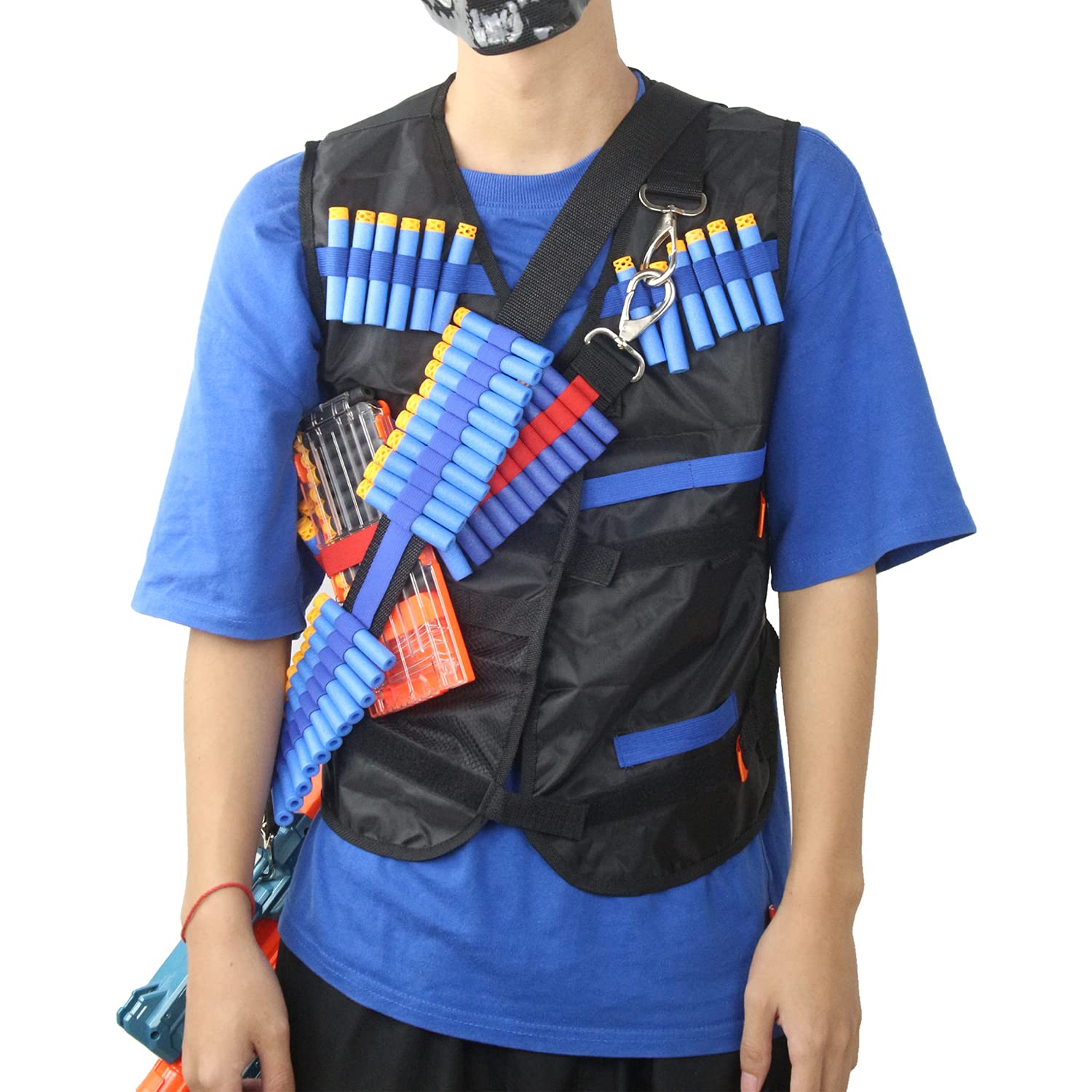 EKIND Toy Gun Bullet Shoulder Strap Darts Bandolier Kit - 2 Point Tactical Ammo Storage Holder for Nerf Elite Blasters (Green) | Perfect for Nerf Battles, Cosplay & Outdoor Shooting Games