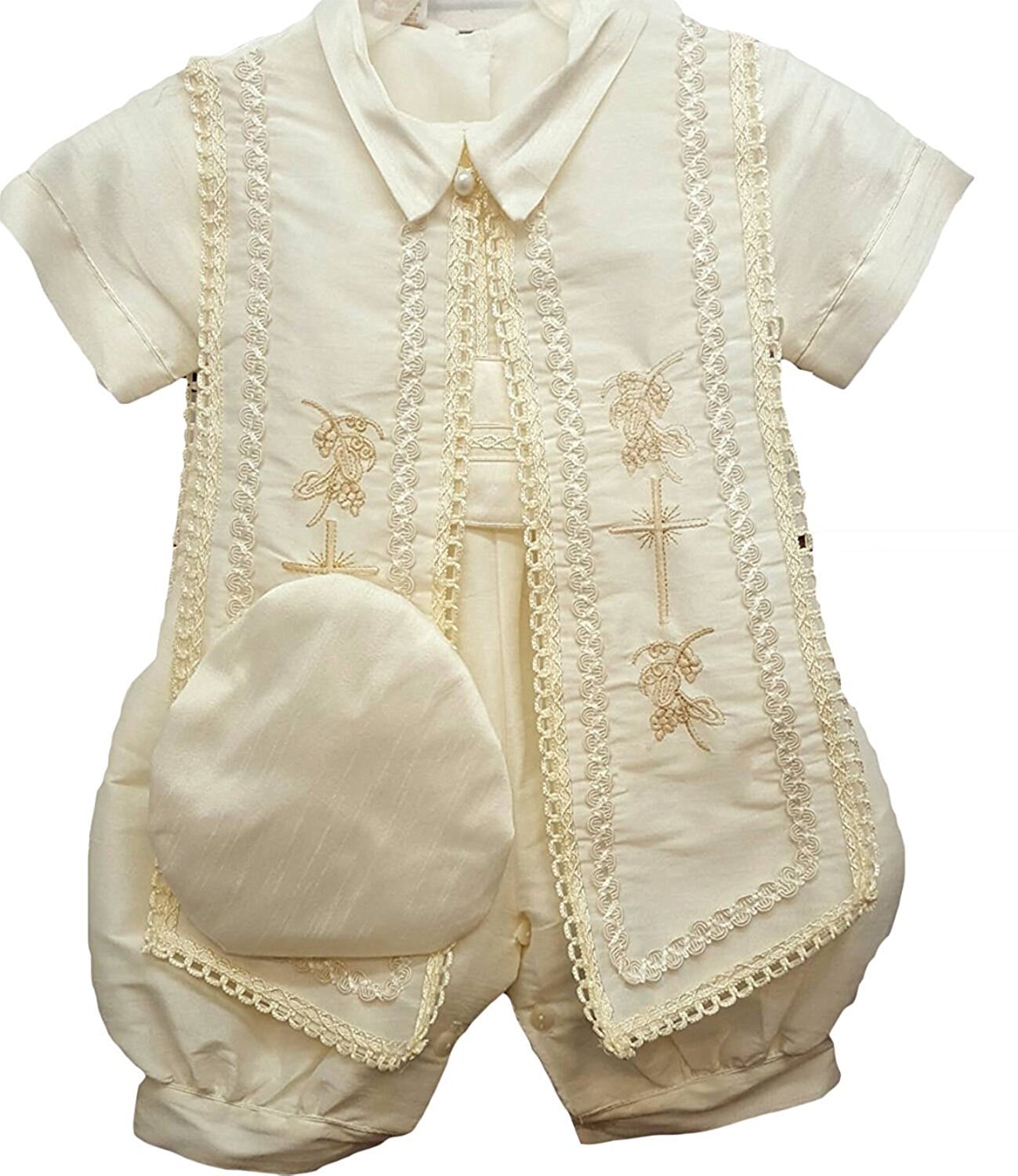 Premium Baby Boys Christening Outfits - Baptism Romper Suit Set with Hat & Booties | Perfect for Christenings, Baptisms & Special Occasions