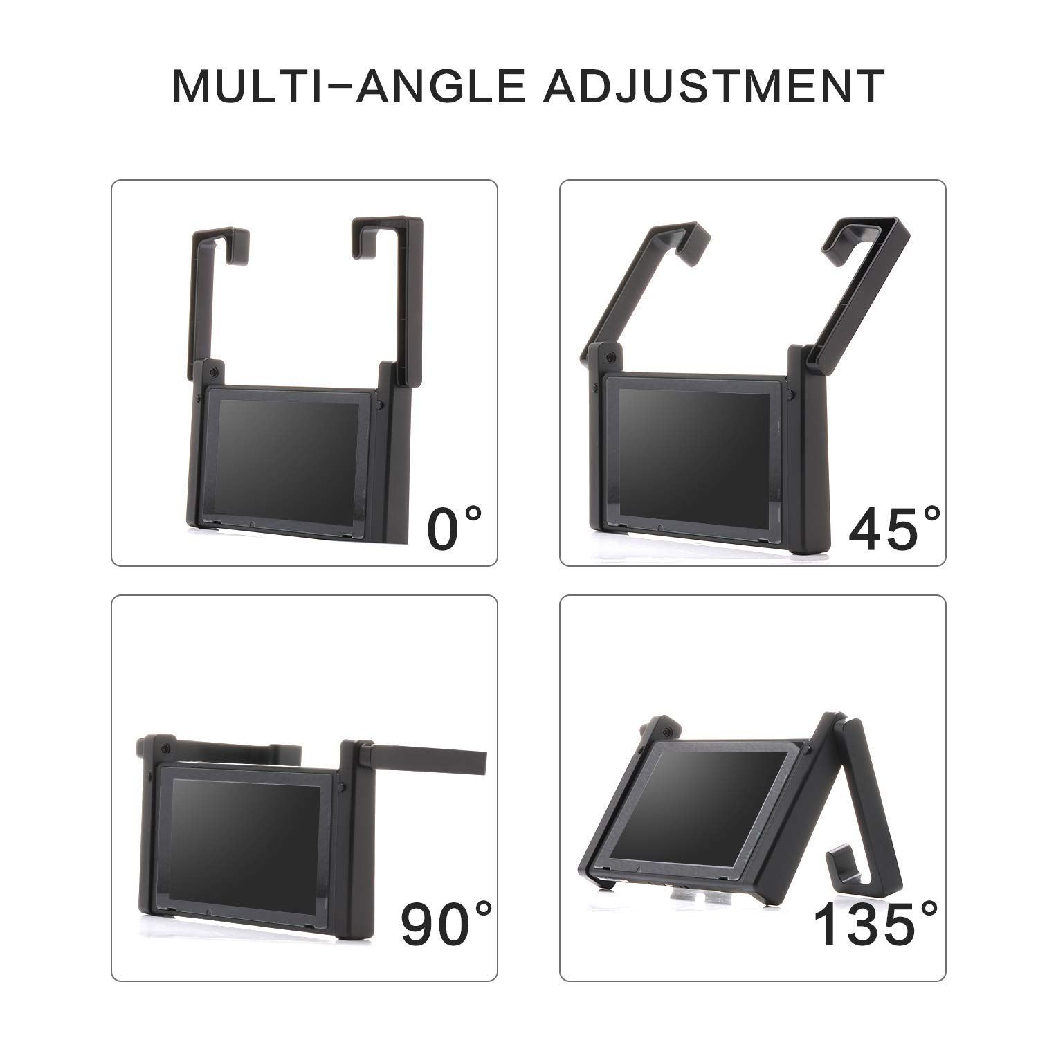HEATFUN Adjustable Stand & Car Mount Holder for Nintendo Switch - Black | Perfect for Gaming On-The-Go & Travel Accessories