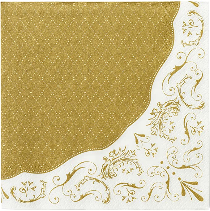 20-Pack Gold Foil Napkins for Weddings, Parties & Events - Elegant Disposable Dinner Napkins for Table Decorations & Special Occasions