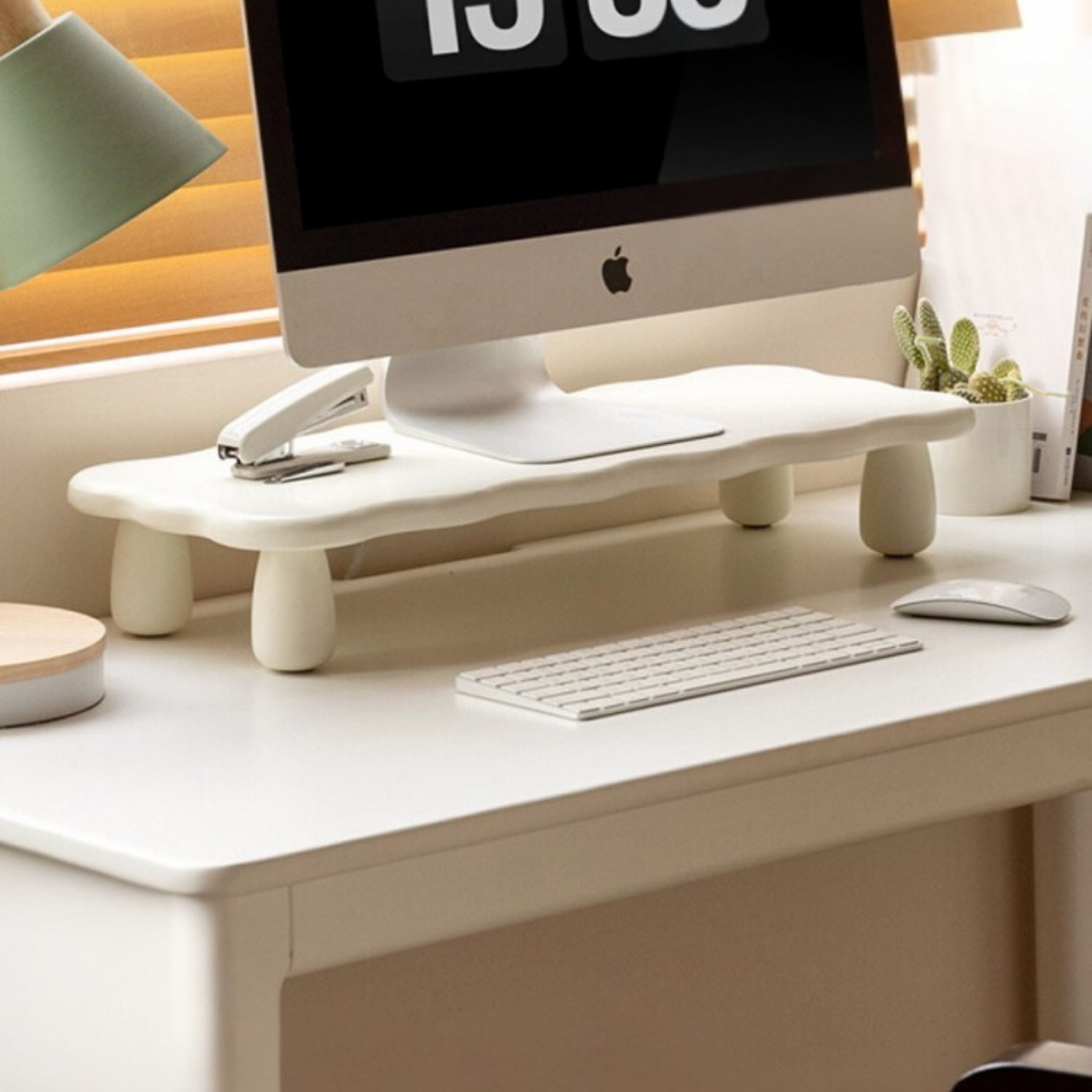 Premium Birch Solid Wood Computer Stand with Storage Shelf - Ergonomic Laptop & Monitor Riser for Home Office Desk Organization